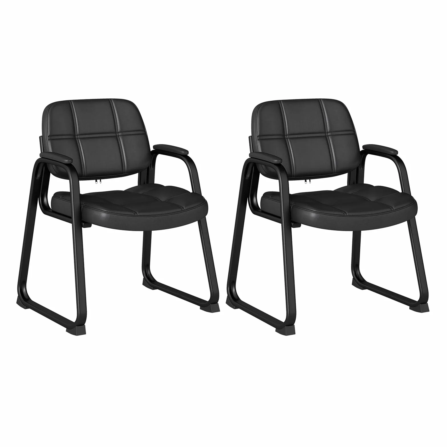 GIANTEX Set de 2 Sillas Confidente Acolchadas, Sillas de Conferencia de Cuero Artificial, Estructura de Metal, 64 x 60 x 82,5 cm