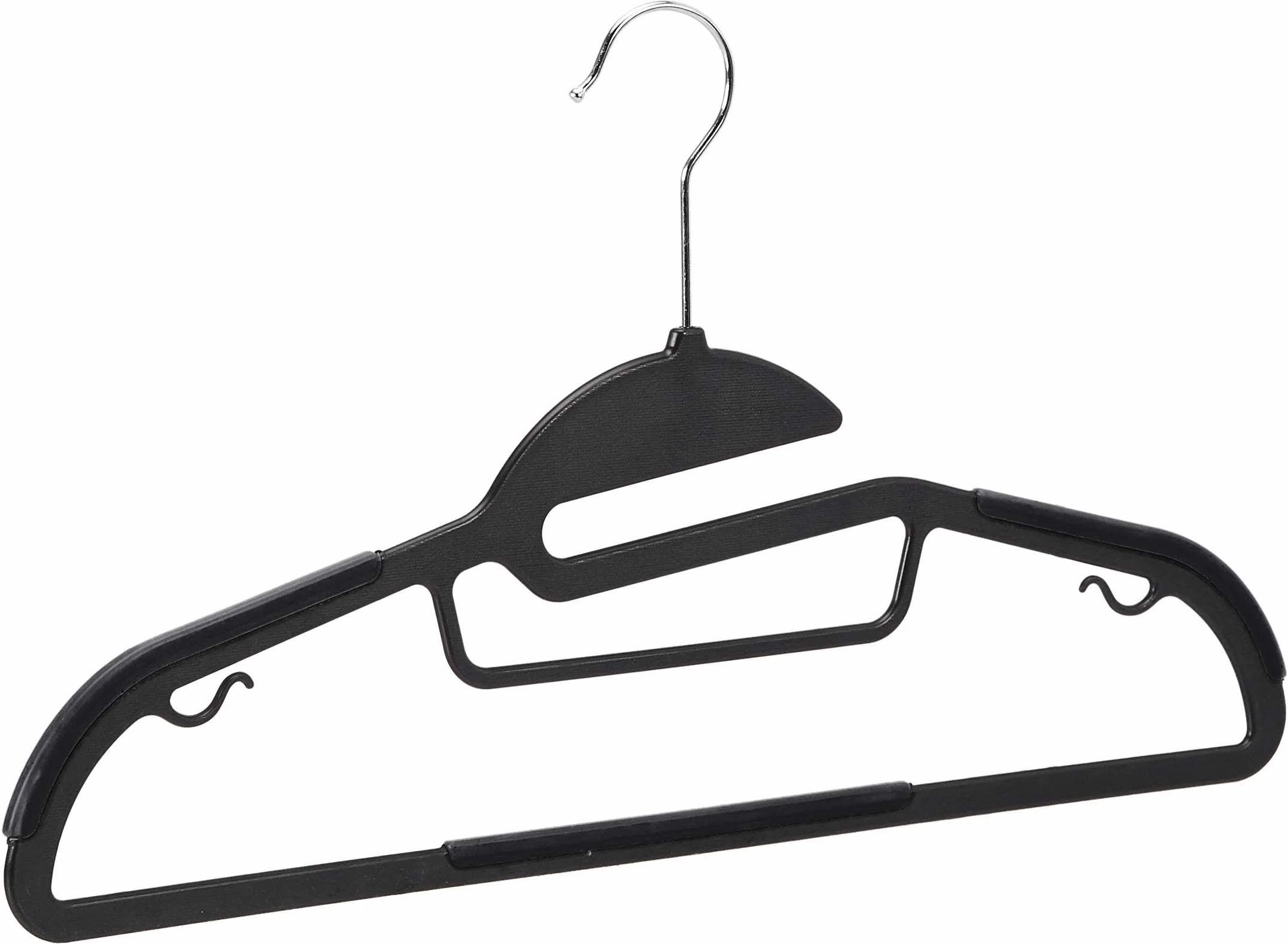 Amazon Basics Perchas de plástico, 50 Unidad, resistentes, antideslizantes, con barra horizontal de goma, color gris