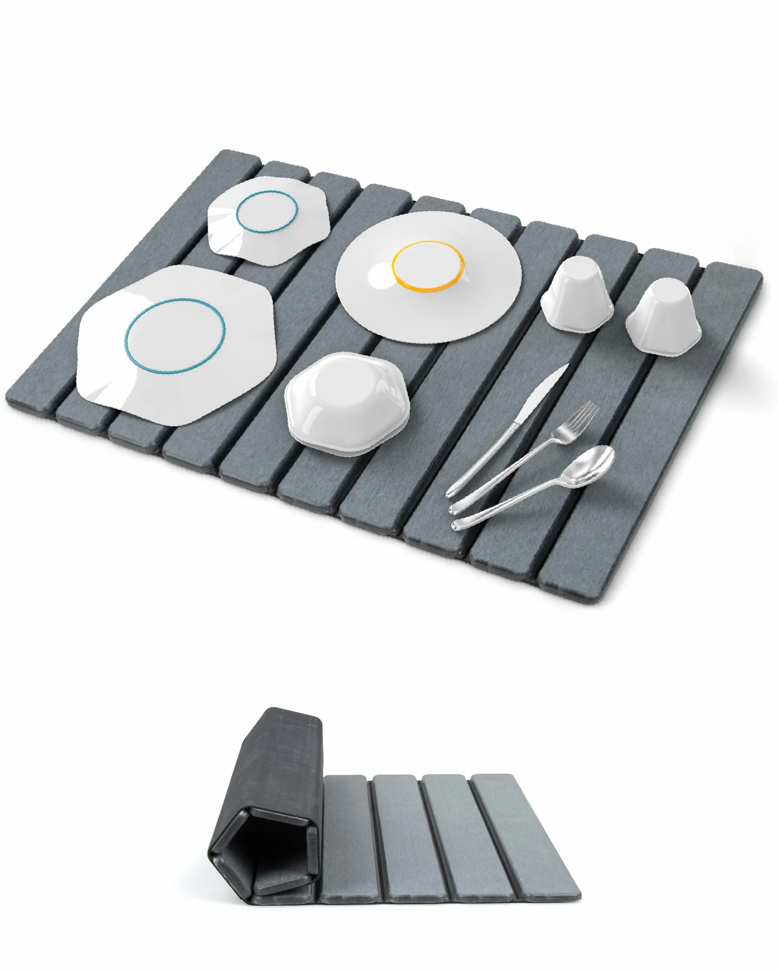 Esterilla de Diatomita Absorbente Antideslizante Secado Rápido 60x39 cm Gris Oscuro