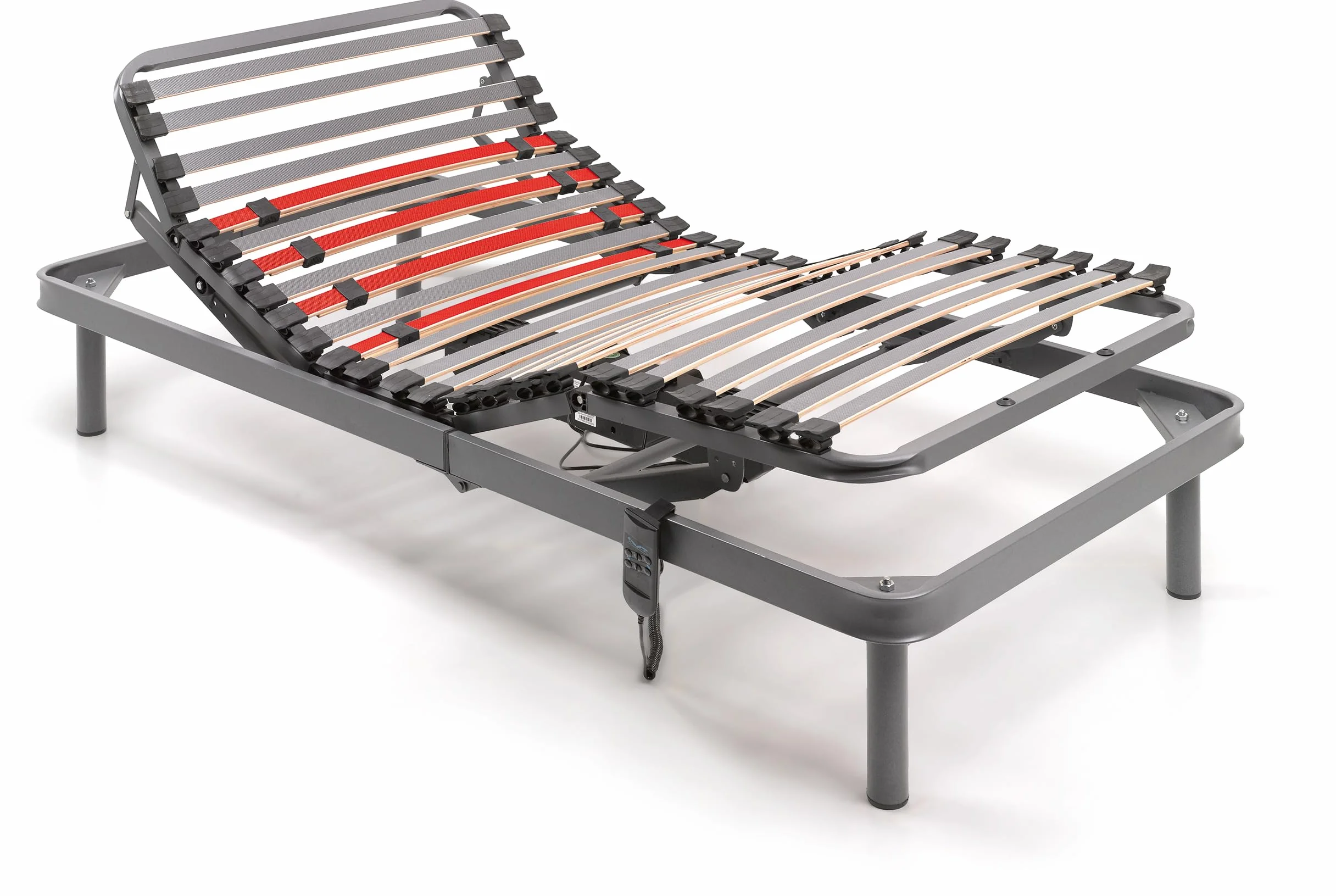 Cama Eléctrica Articulada 5 Planos 90x190 cm con Colchón Visco-Ergonomic | Somier Metálico Reforzado con Regulación Lumbar | Incluye Arquillos Laterales Sujeta Colchón