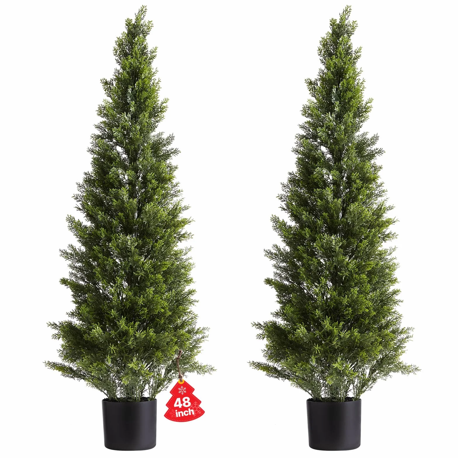 VEVOR Topiario Artificial de Cedro 300 x 1219 mm 2 Piezas, Planta de Pino Artificial Hoja de Polietileno, Maceta de Árbol Verde Falso para Decorar Porches, Patios, Jardines, Balcones, Oficinas