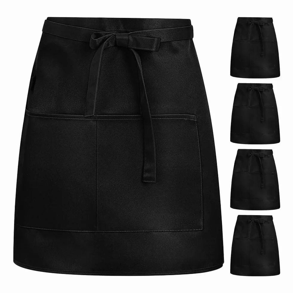 SOLUSTRE 5piezas Delantal Corto de Media Cintura para Restaurante con Bolsillos para Hombres y Mujeres para Cafeterías y Cocinas