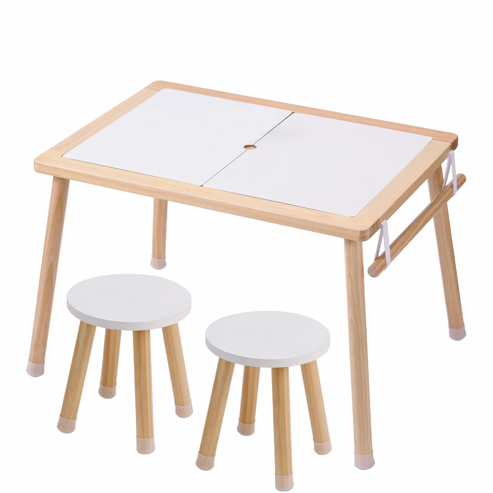 VEVOR Mesa Sensorial para Niños con 2 Taburetes, Contenedores y Soporte para Rollos de Papel, Juego de Agua y Arena