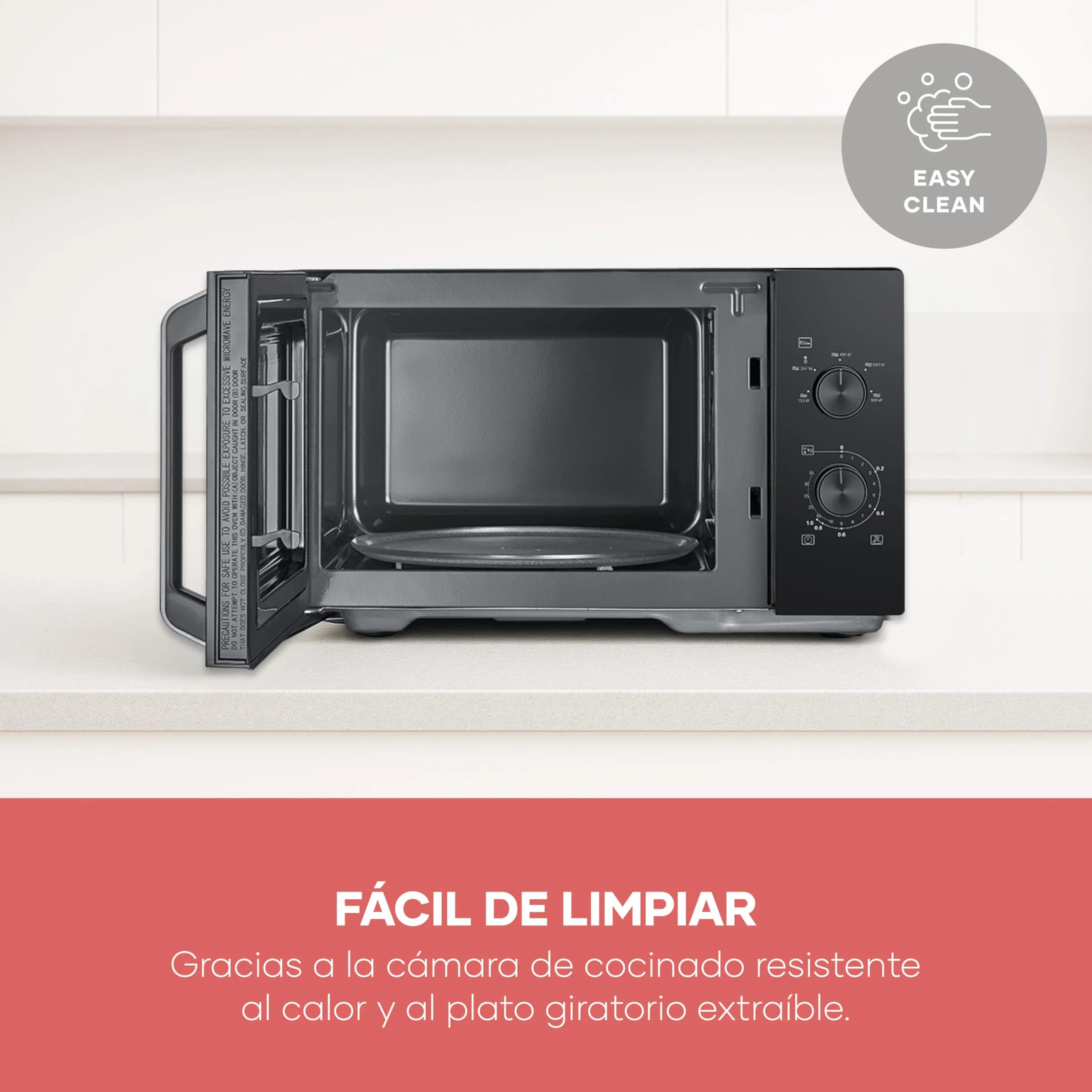 Severin Microondas, para descongelar y calentar, interior XXL, 28 l, horno microondas con plato giratorio de cristal extraíble, 5 niveles, temporizador de 35 minutos, 900 W, negro/metal, MW 7796