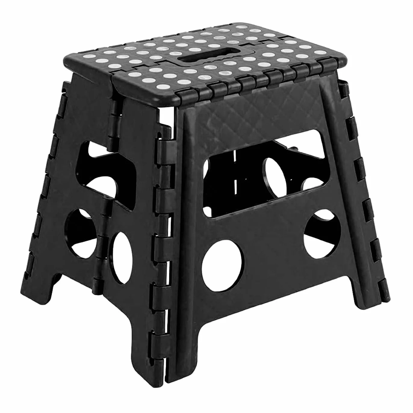 ACAN Tradineur - Taburete Plegable, Fabricado en PVC, Multiusos de plástico Resistente y Duradero, Ideal para escuelas, guarderías y hogar (32 x 22 x 29 cm, Color Negro)