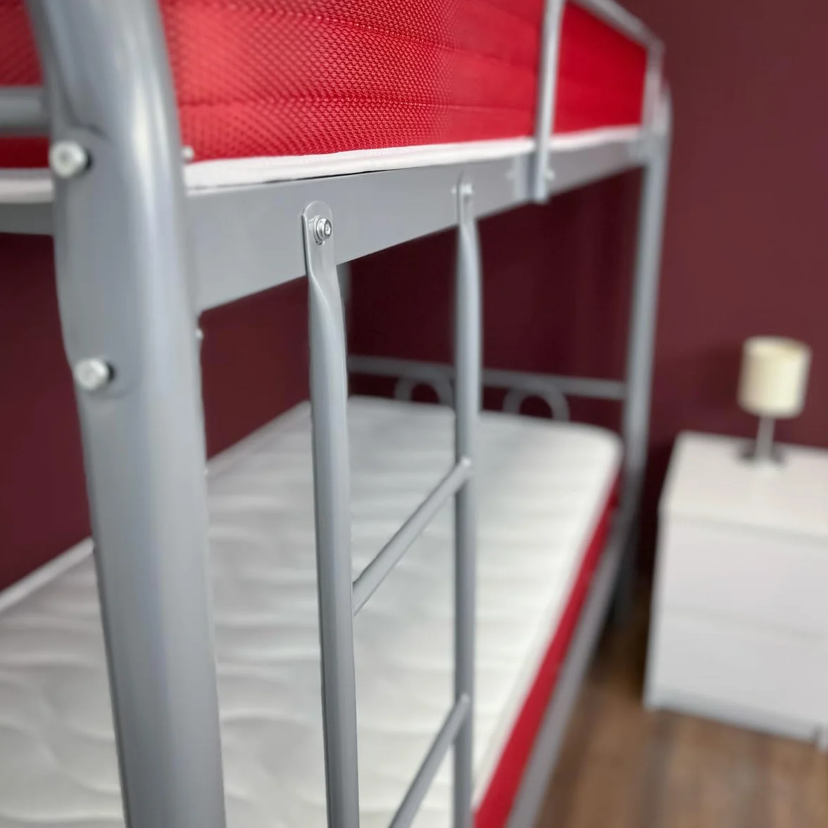 mattfy - Litera Reforzada Completa con Barandilla y Escalera Metálica, Modelo Karma, Estructura Tubular, Práctica y Funcional, 90x190