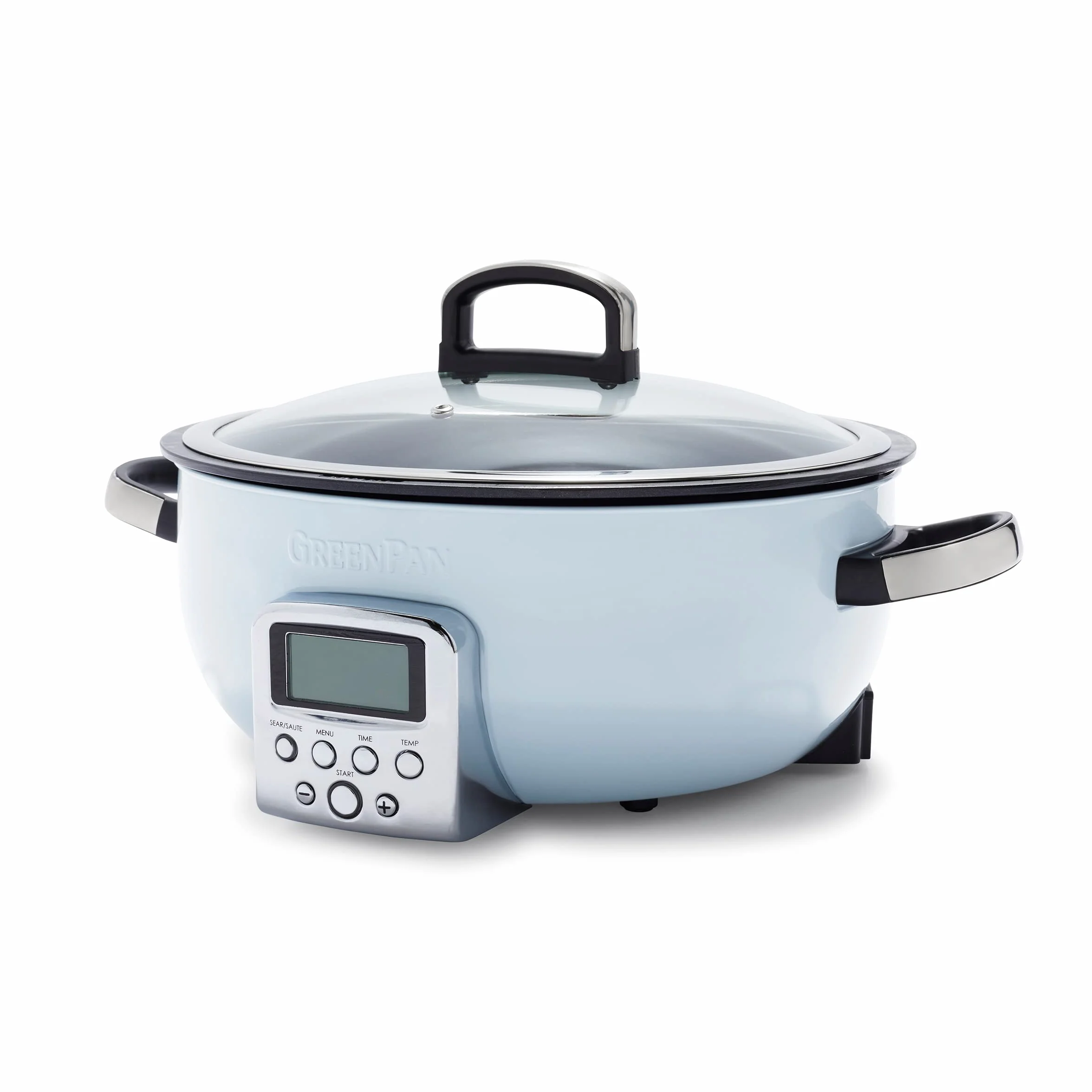 GreenPan Elite Multicooker Eléctrica 5.6L, Preajustes Saltear, Recubrimiento Cerámico Antiadherente Sin PFAS, Pantalla LED, Azul Haze