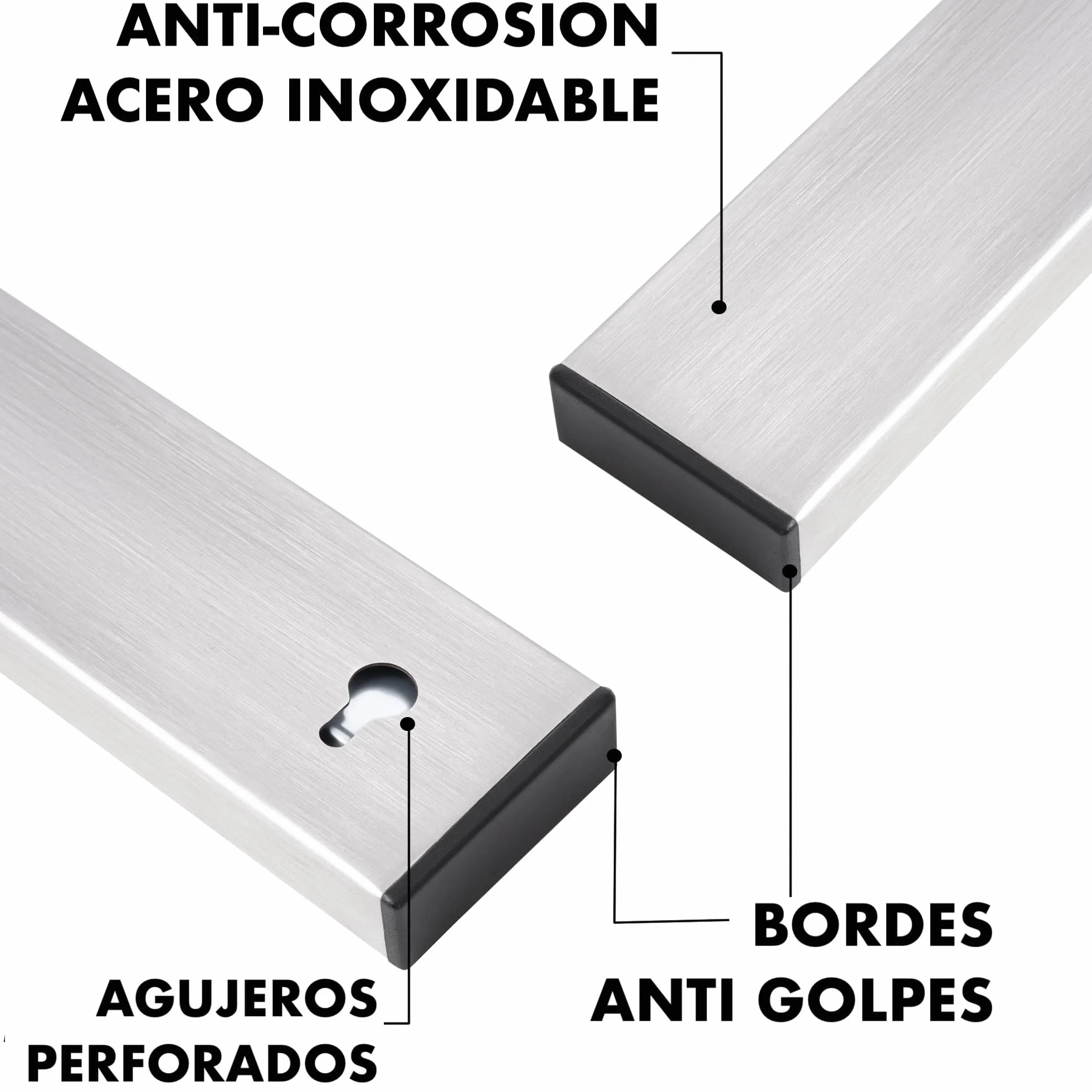 Barra Magnética para Cuchillos 40cm Acero Inoxidable Soporte Autoadhesivo Cocina Taller