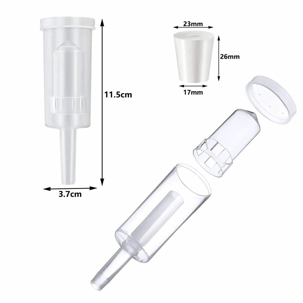 3 Piezas Fermentación Airlock,Esclusas de Aire y Arandelas de Silicona,Válvula Fermentación Plástico,Fermentador de Aire para Fabricar Cerveza Vino