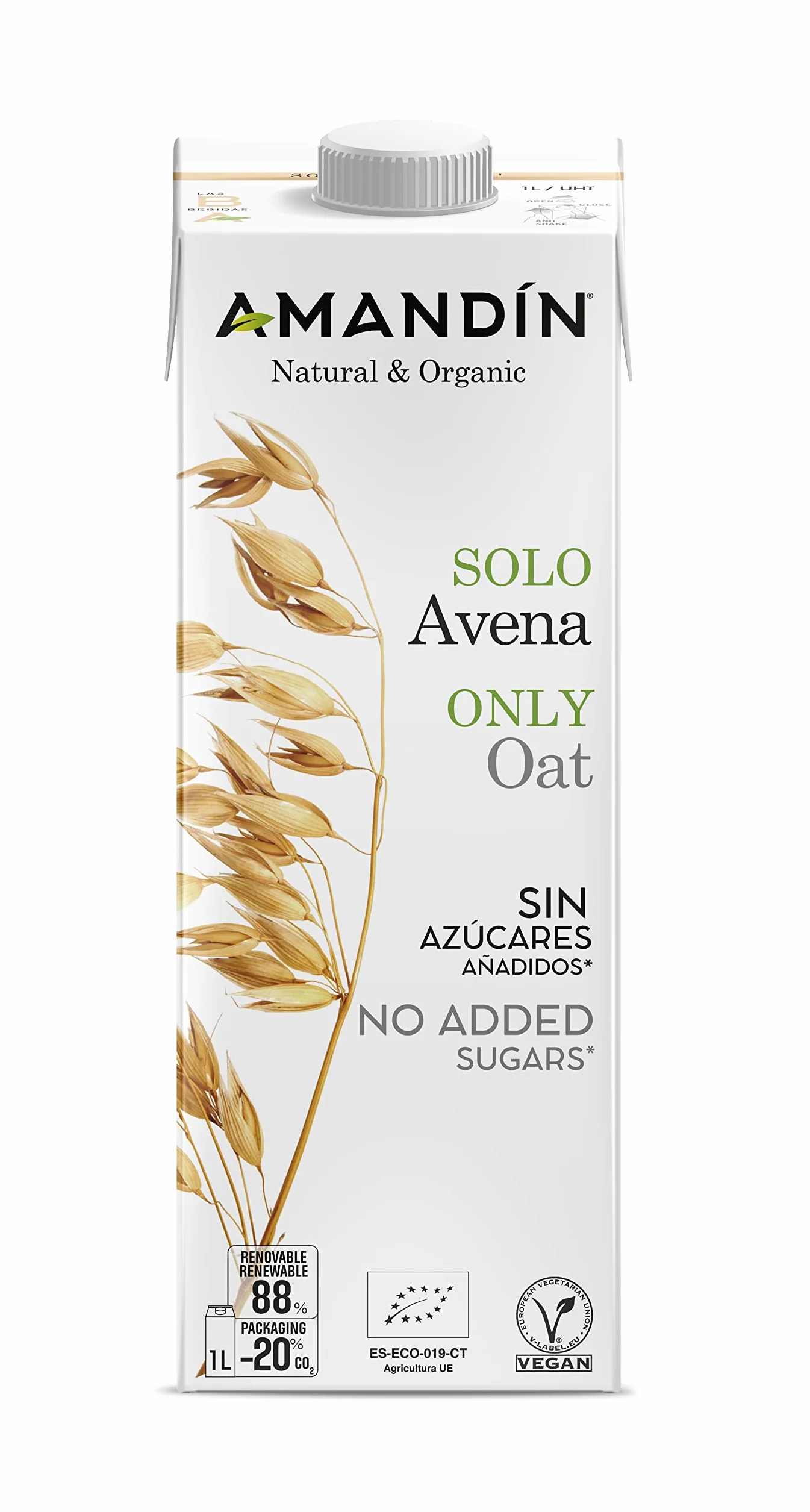 AMANDÍN Bebida Ecológica de Avena Sola 6x1L