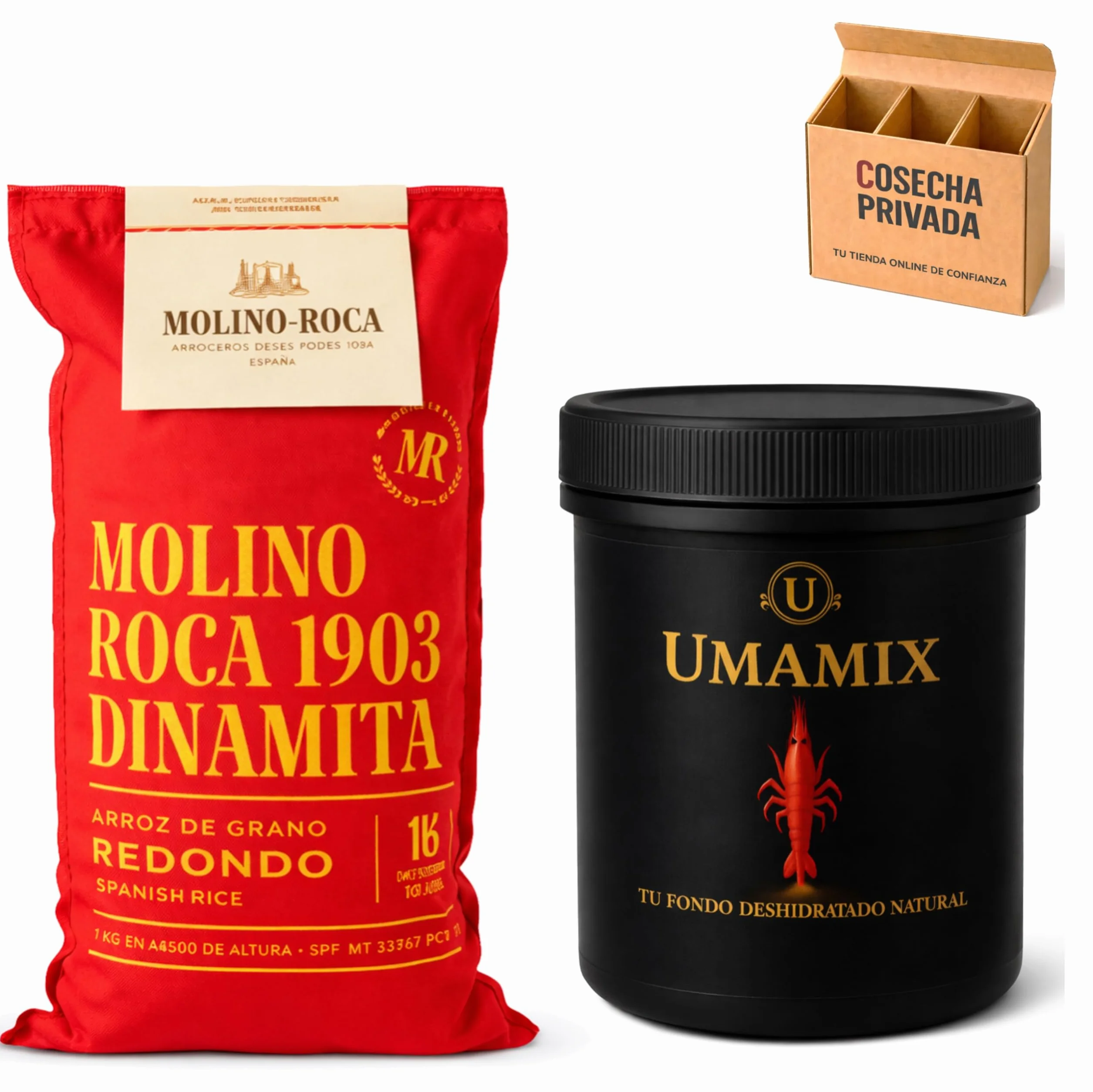 FUMET CARABINERO + ARROZ MOLINO ROCA - UMAMIX - Los Fondos Secretos Naturales que usan los Chefs de Alta Cocina (Pack)