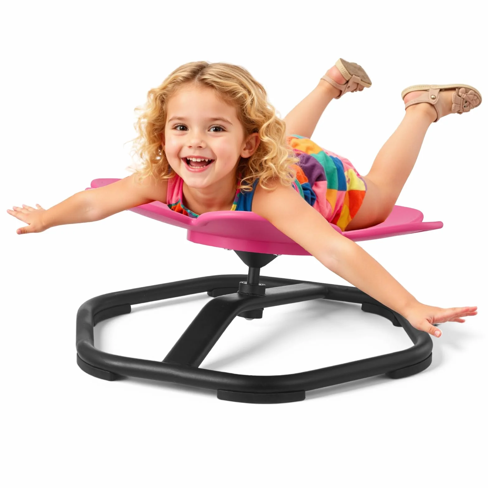 VEVOR Silla Giratoria Infantil Sensorial, con Forma de Flor, hasta 100 kg, con Base Metálica Antideslizante, Favorece la Coordinación, el Equilibrio y la Concentración, Rosa, 62 x 62 x 25,5 cm