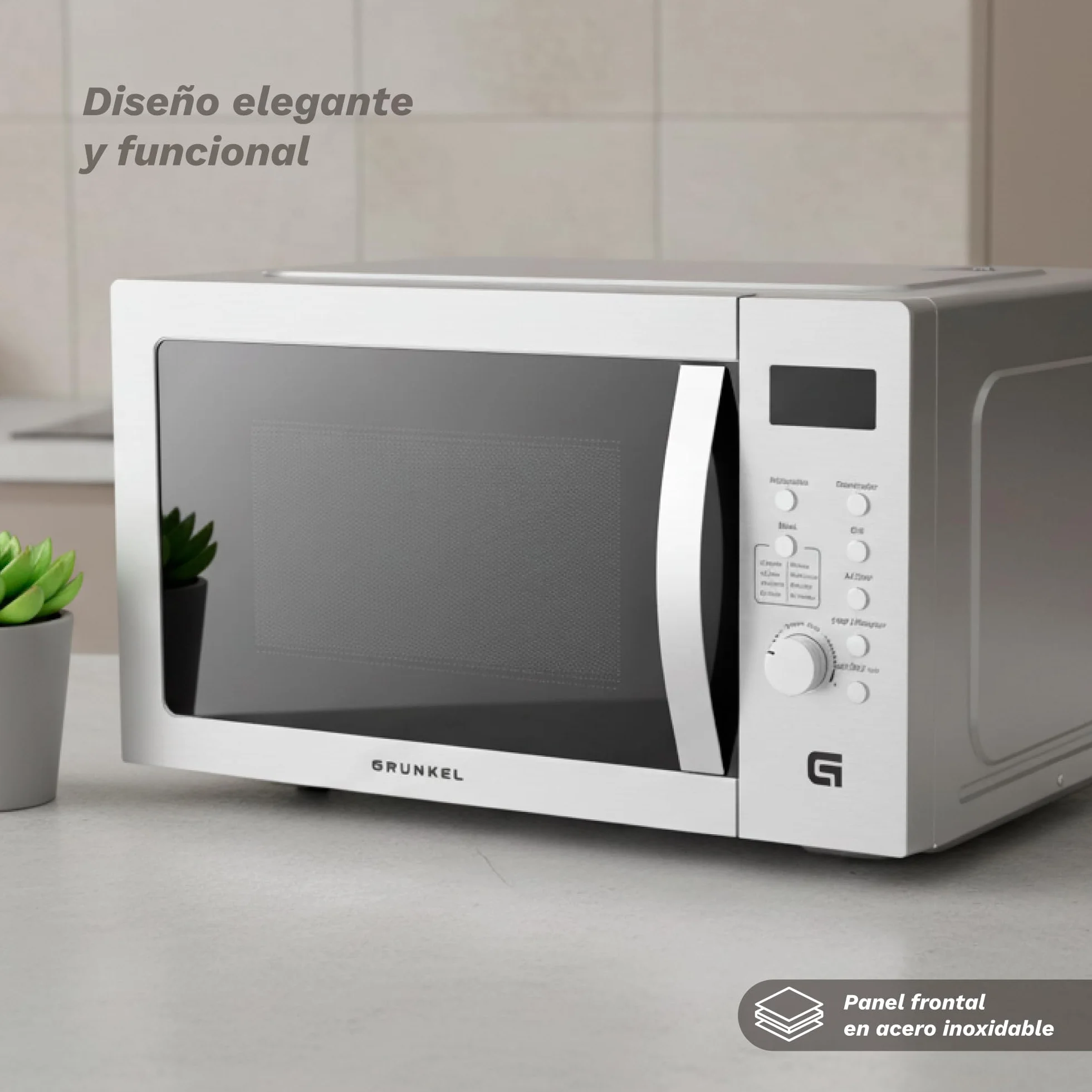 Microondas con grill y airfryer Grunkel MW-28AIRFRYER de 28 litros y 3 funciones, microondas 900W, grill 1200W, airfryer y horno 2200W con 5 niveles de potencia 8 programas y descongelado.