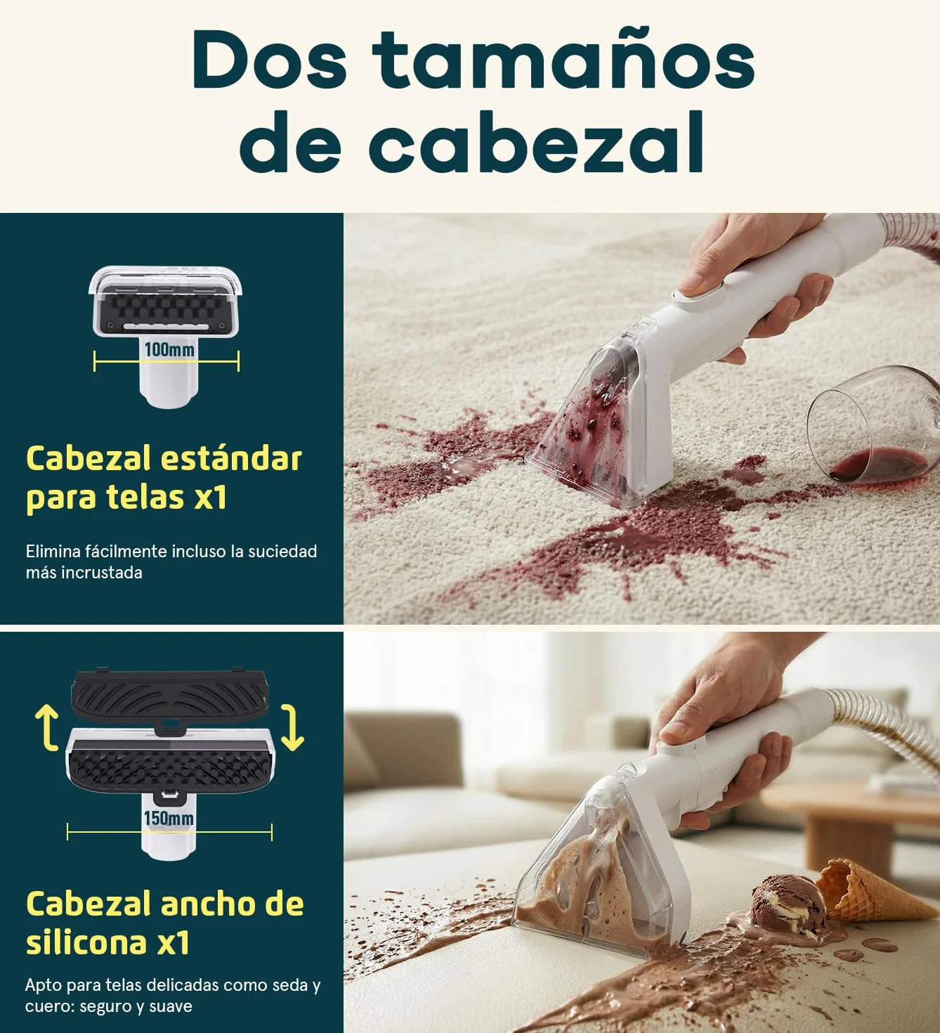 PEXCHO Limpiador de Tapicerias 18kPa Aspiradora de Agua Tapiceria 650W Maquina Limpia Tapicerias para Sofas Alfombras Coche Colchones y Mascotas con Autolimpieza,Depositos Extraibles,Tubos flexibles