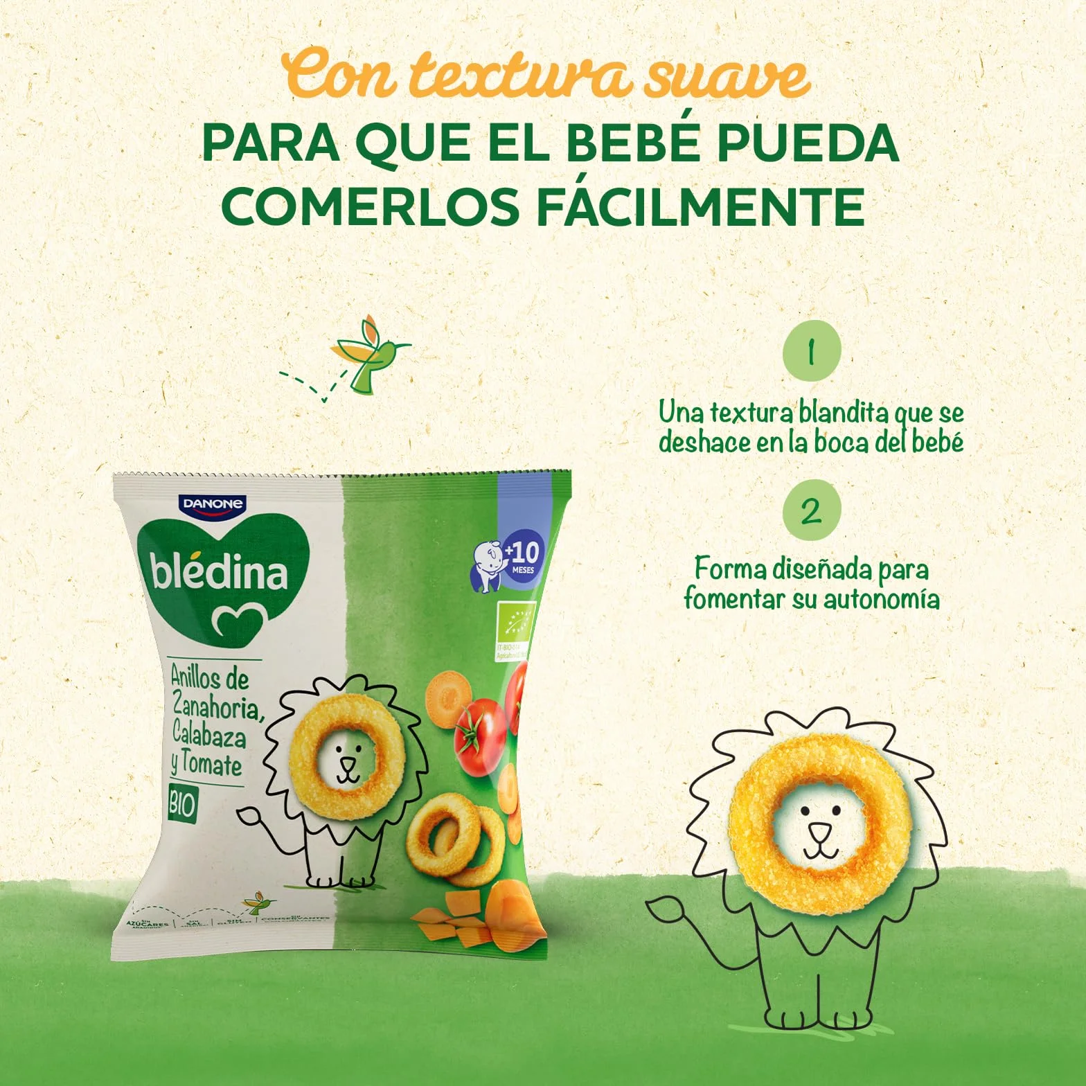 Blédina Snacks BIO Bolsas Snacks Saludable niños Zanahoria Calabaza Tomate Anillos Sin Gluten 8x20g
