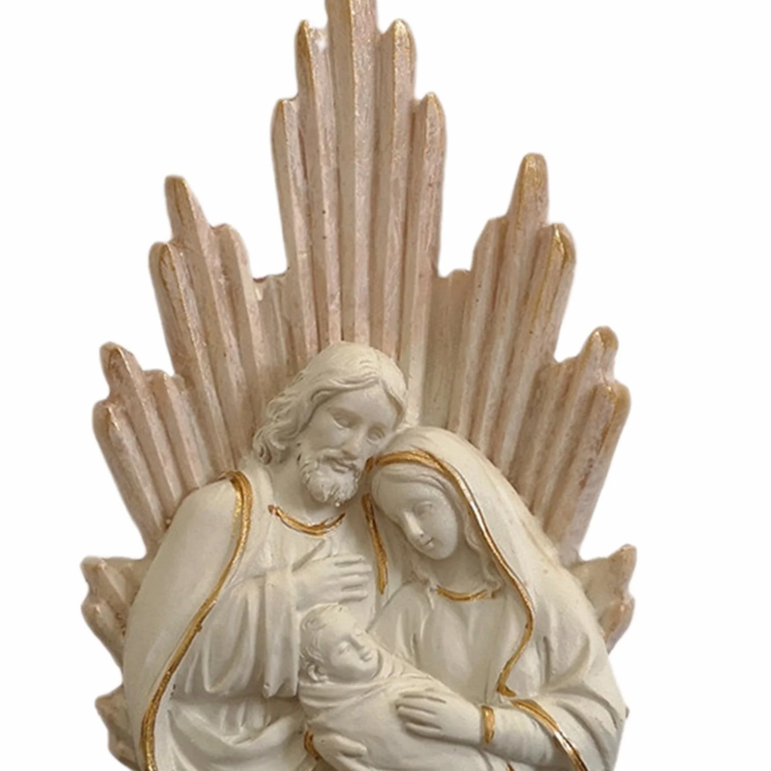 Figura Artesanal La Sagrada Familia Católica para Mesa Sala de Estar