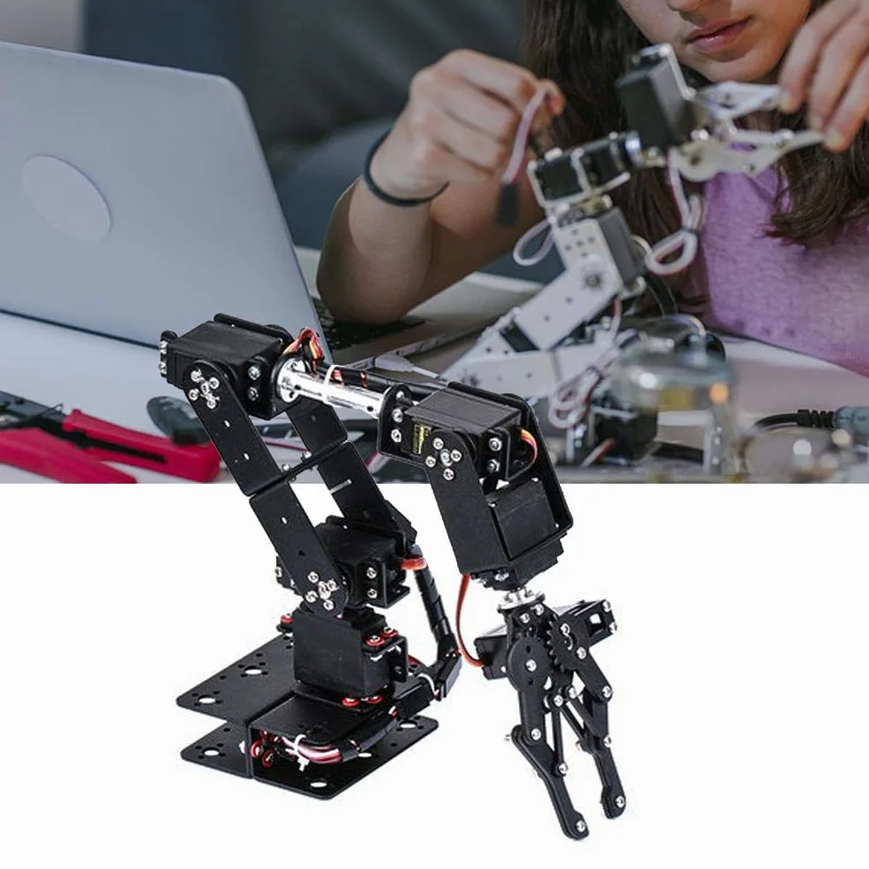 Kit De Garra De Abrazadera De Brazo Mecánico De Robot, 6 Piezas De 6DOF Robot Kit De Garra De Abrazadera De Brazo Mecánico DOF Manipulador Piezas De Robot Industrial