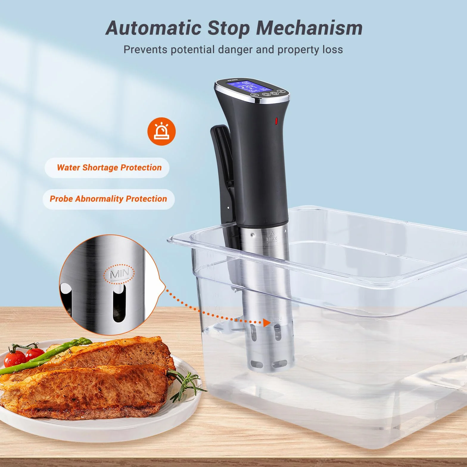 Sous Vide, Sous Vide Stick ISV-300W WLAN Dispositivo de cocina profesional, hilo de baja temperatura 0-90℃ | Recetas de aplicaciones, IPX7 impermeable, ±0.1 °C temperatura precisa y constante