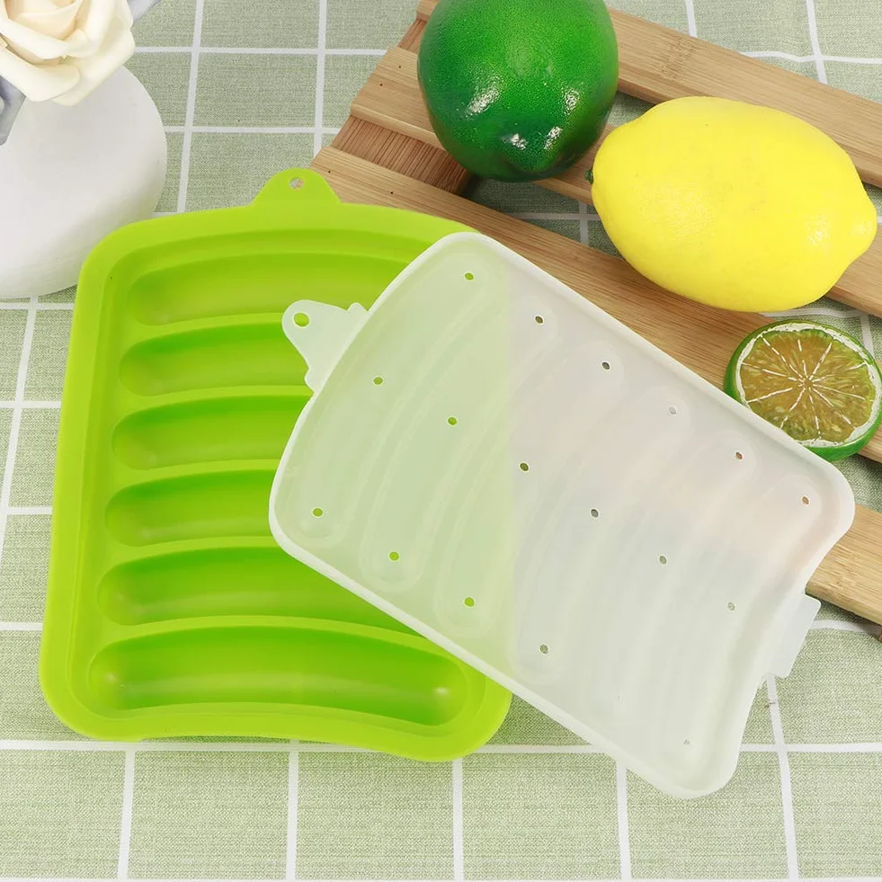 Molde de silicona para salchichas,antiadherente,paquete de 3 moldes para hornear perros calientes para niños,sin BPA,hecho a mano,bandeja para hamburguesas y salchichas,molde para comida para(Verde)