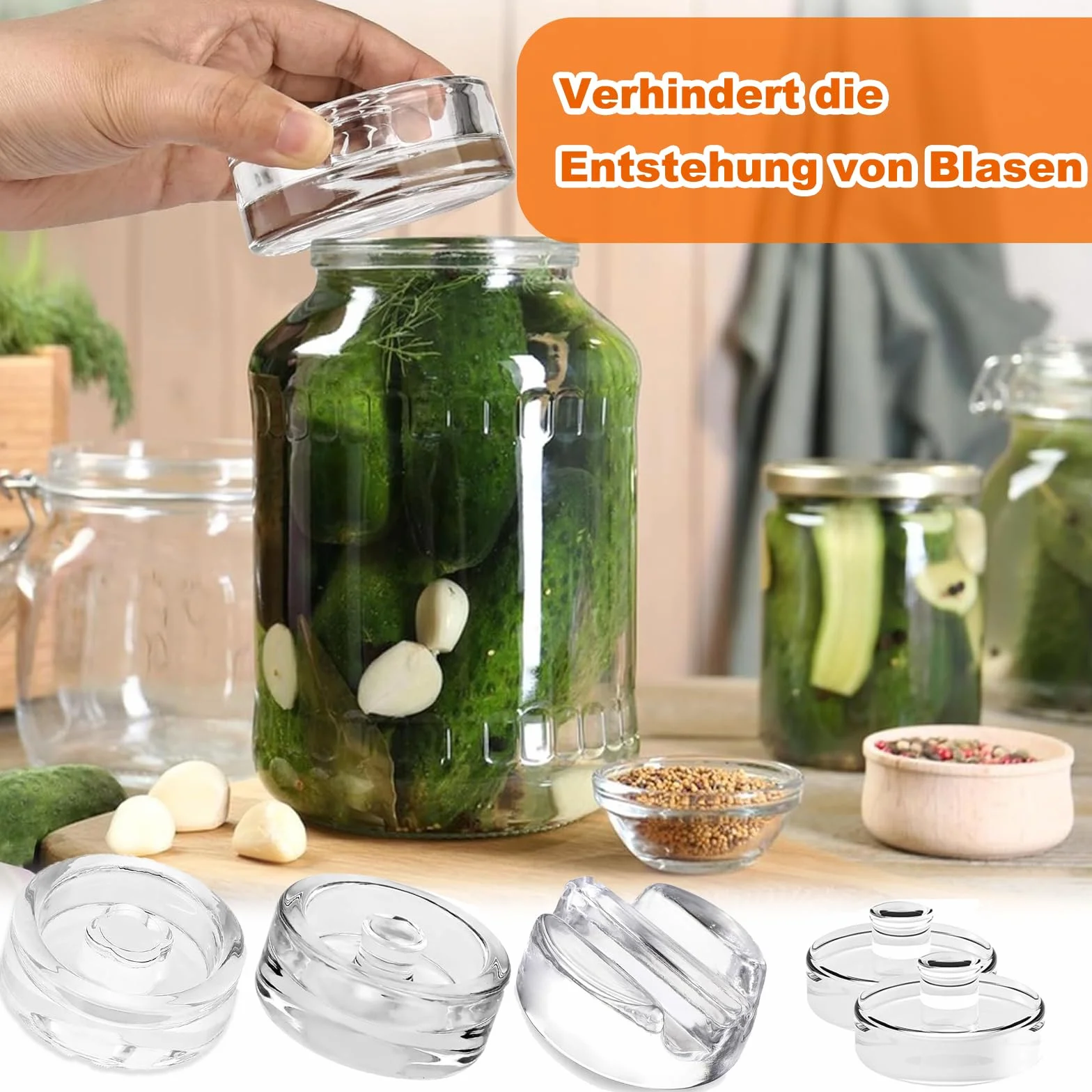 Pesos de Fermentación, 4 Piezas Pesas de Fermentación, Pesas para Tarros de Conserva de Pepino, Pesos de Fermentación Peso Diámetro 7 cm, Pesas de Vidrio de Fermentación para Fermentar Chucrut