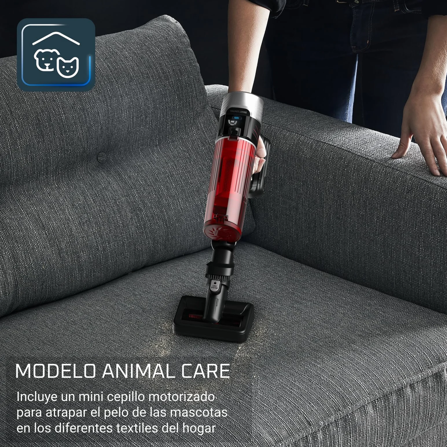 Rowenta X-Force Flex 9.60 Animal Care - Aspiradora Escoba sin Cable, 100 AW de Potencia, batería 45 min, Tubo Flexible, luz LED, Ajuste automático, Cepillo Mascotas (Reacondicionado)