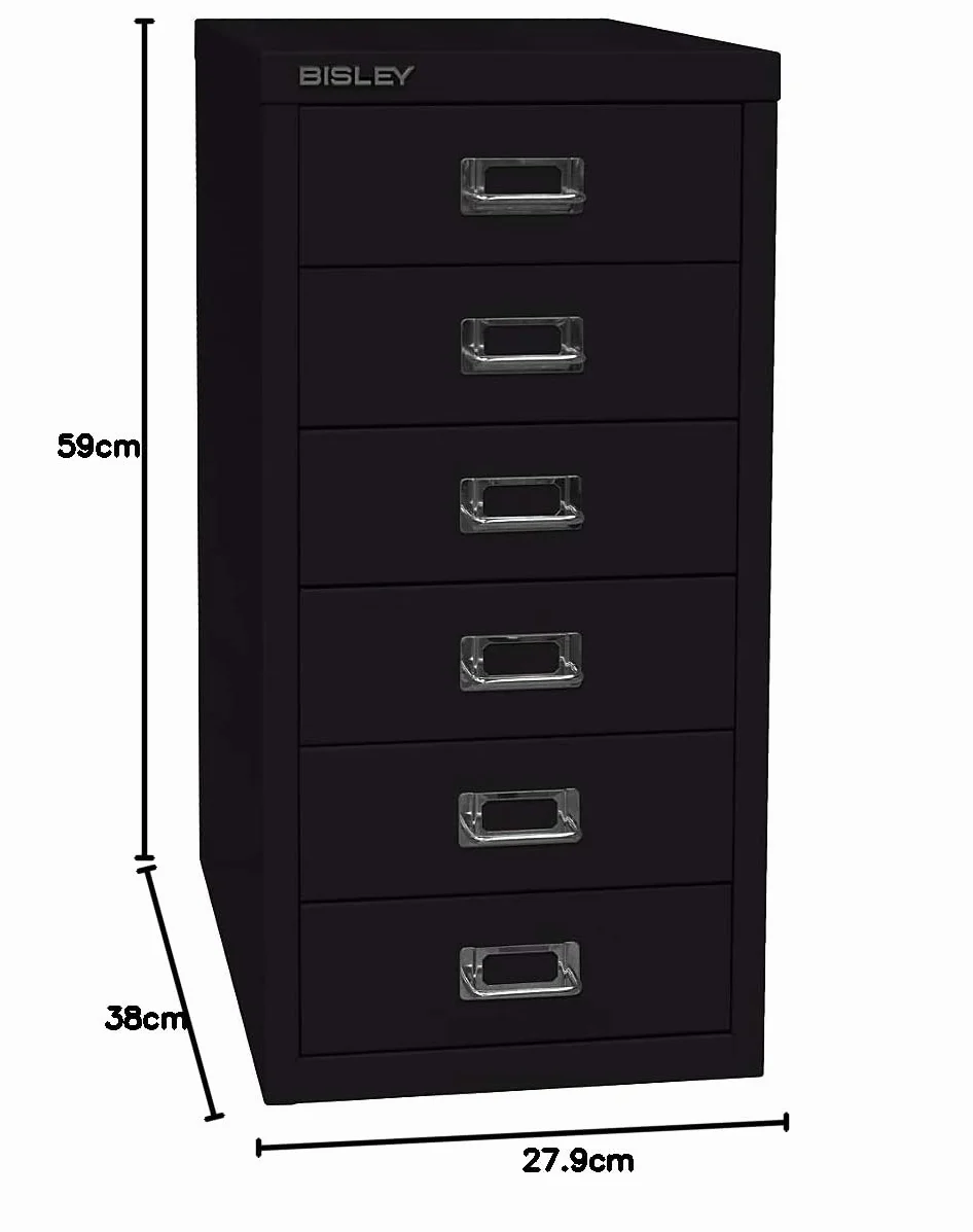 Bisley multid rawer, 29er Serie, DIN A4, 6 cajones, Metal, 605 Azul, 38 x 27.9 x 59 cm
