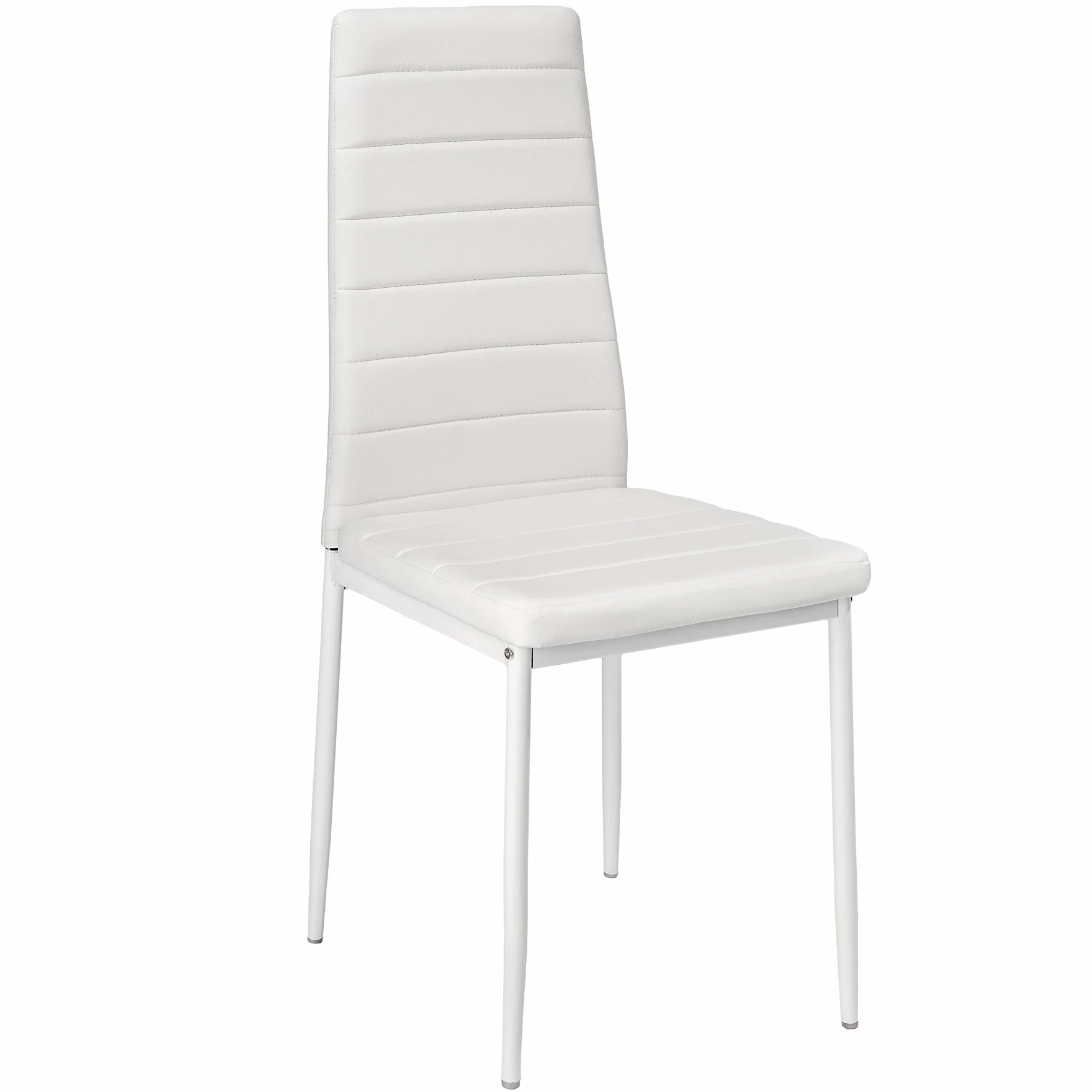 tectake® sillas de Comedor Acolchadas, Funda de Cuero sintético, Respaldo Alto, Patas de Acero, Montaje Sencillo, sillas Comedor Modernas, Muebles Salon Modernos, Silla nordica - 6 Sillas Blanco