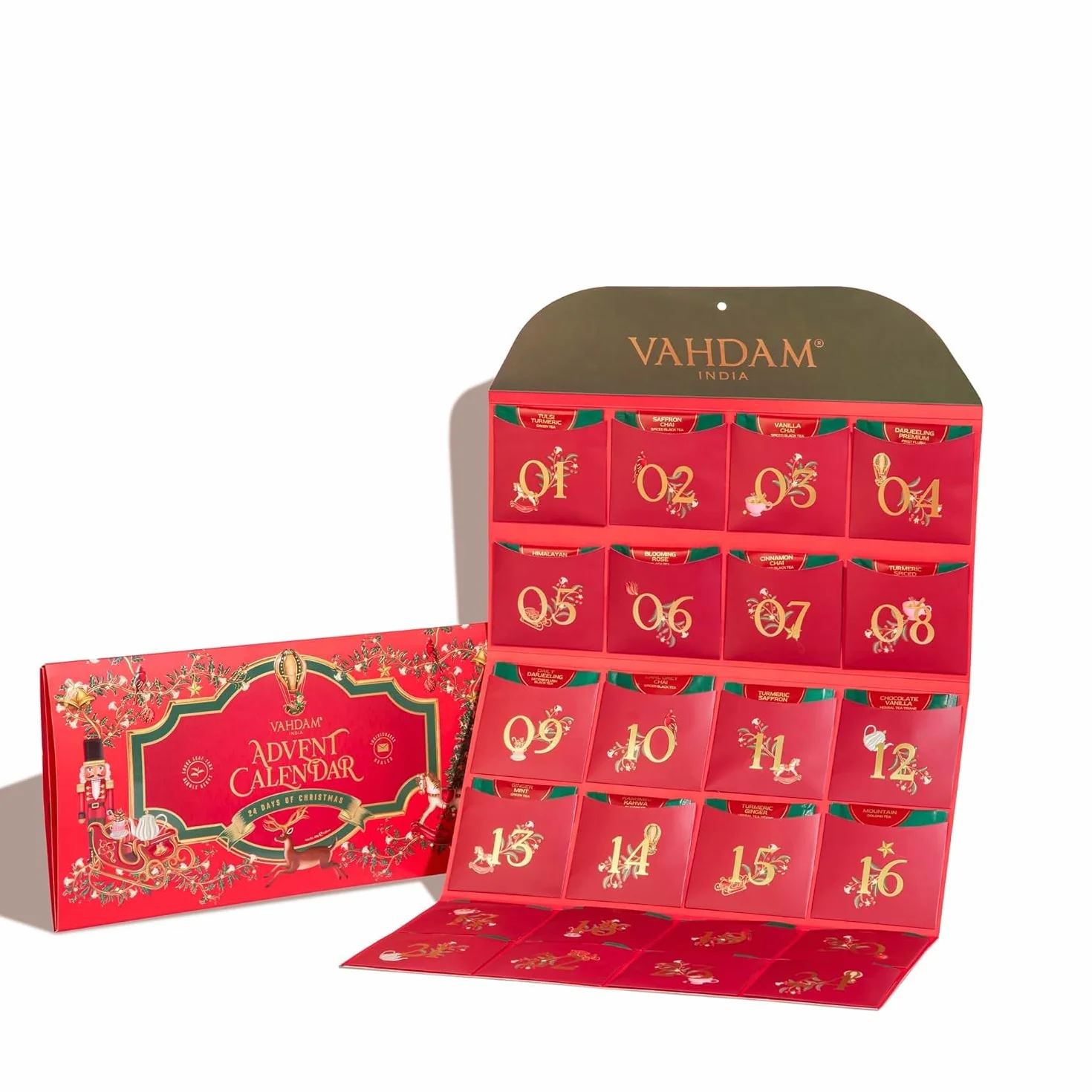 VAHDAM Set plegable de edición limitada 24 tés sueltos únicos Set de regalo de Año Nuevo