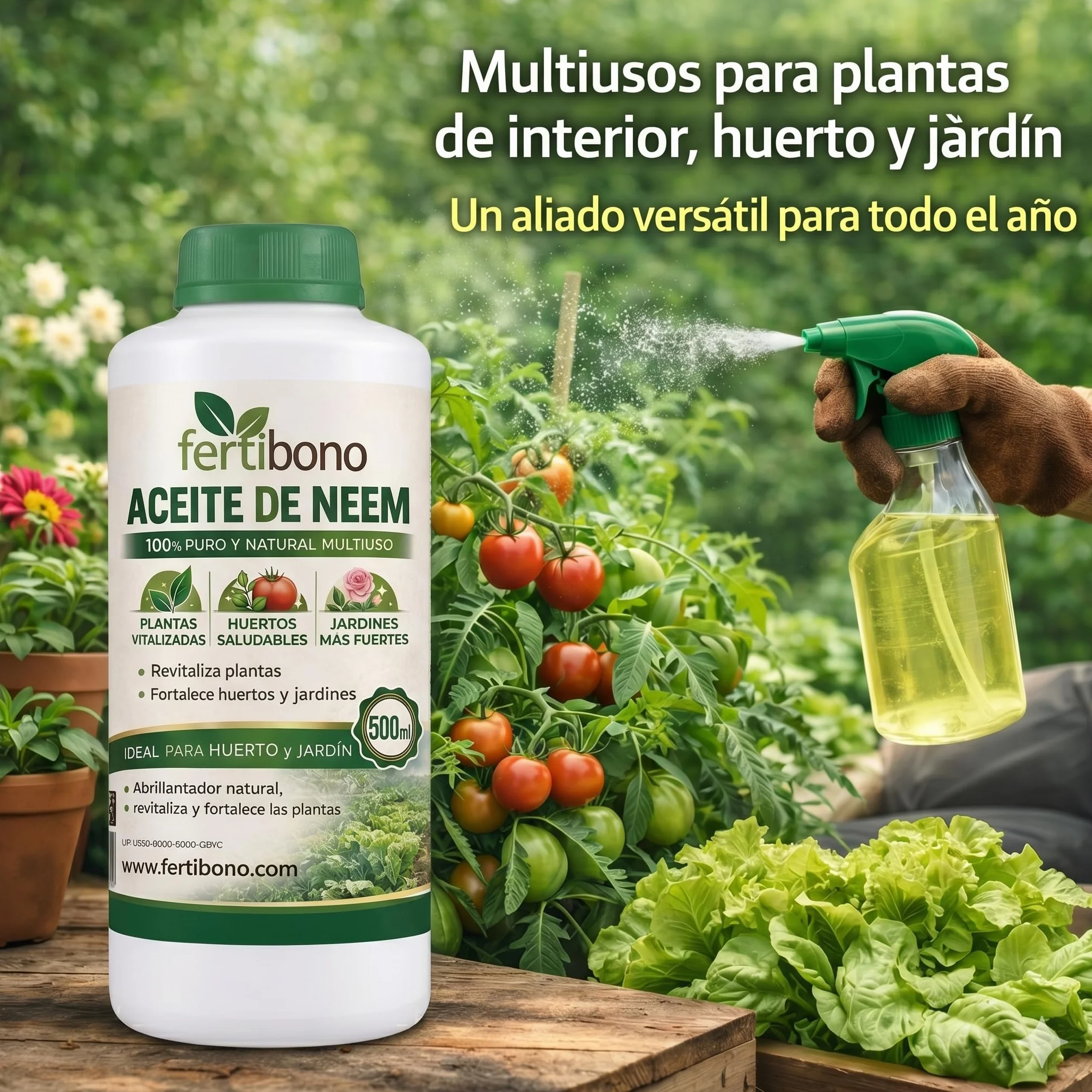 FERTIBONO Aceite de Neem 100% Puro 500 ml Prensado en Frío