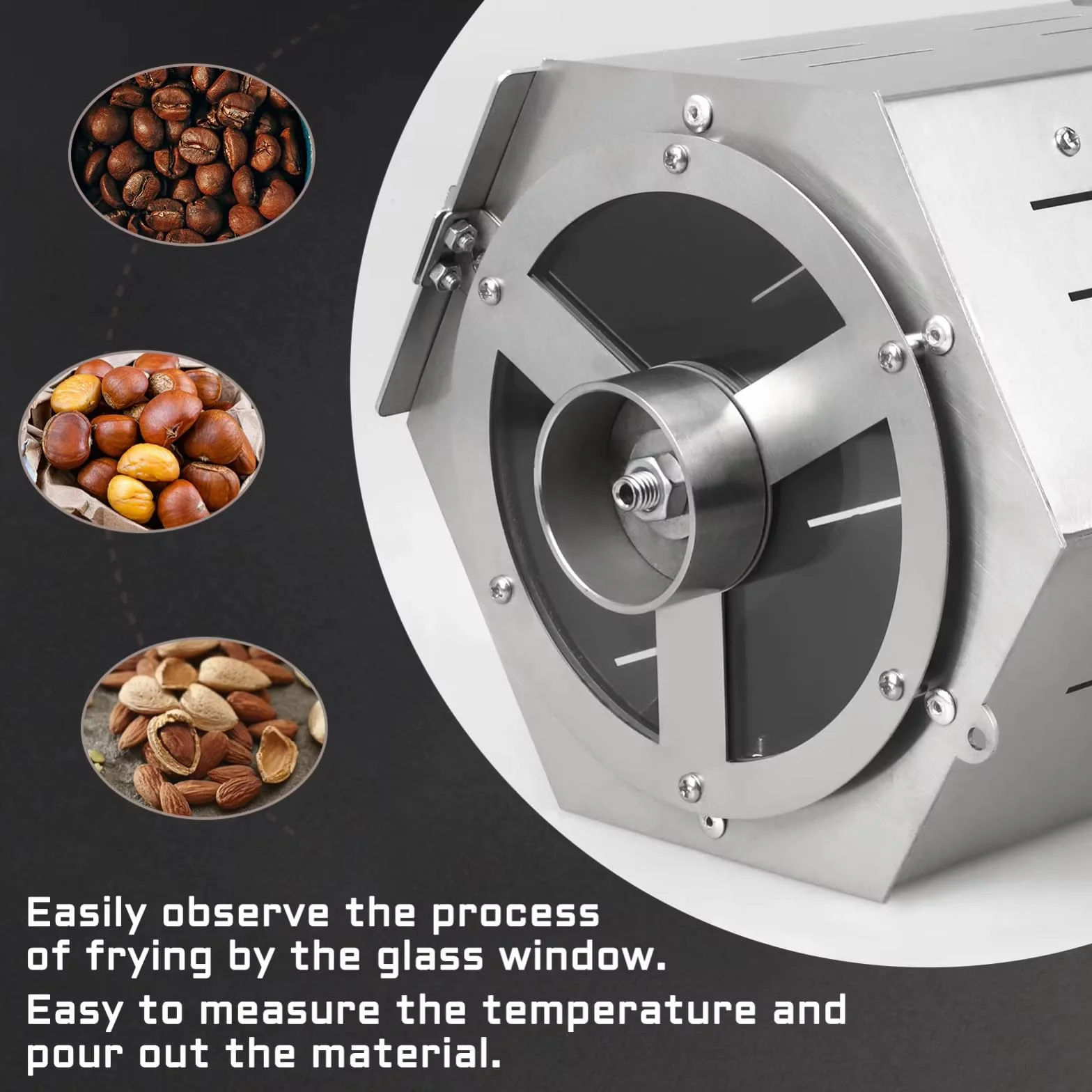 Tostador de granos de café 5L, máquina para tostar tipo tambor, acero inoxidable, gas combustible