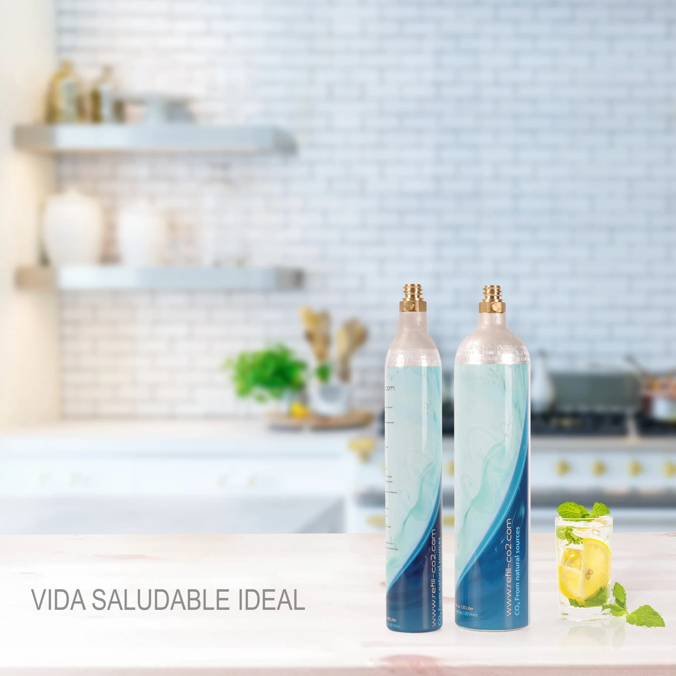 Levivo Cilindro de CO2 XXL 1,2 l para hasta 120 l de agua con gas, Azul, Medium