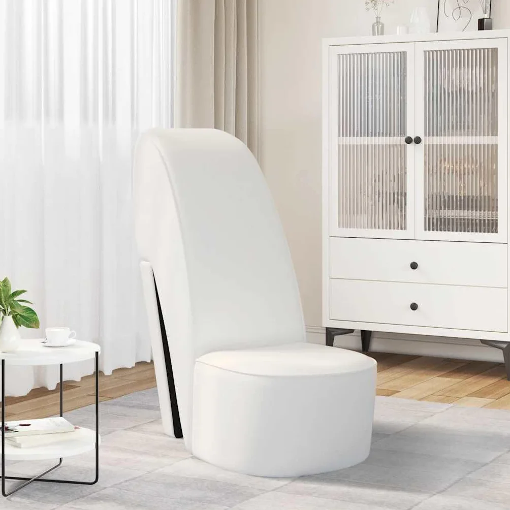 vidaXL Sillón Forma Zapato Tacón Cuero Sintético Mobiliario Decoración Estructura Robusta Duradera Elegante Tapizado Suave Cómodo Estabilidad Blanco