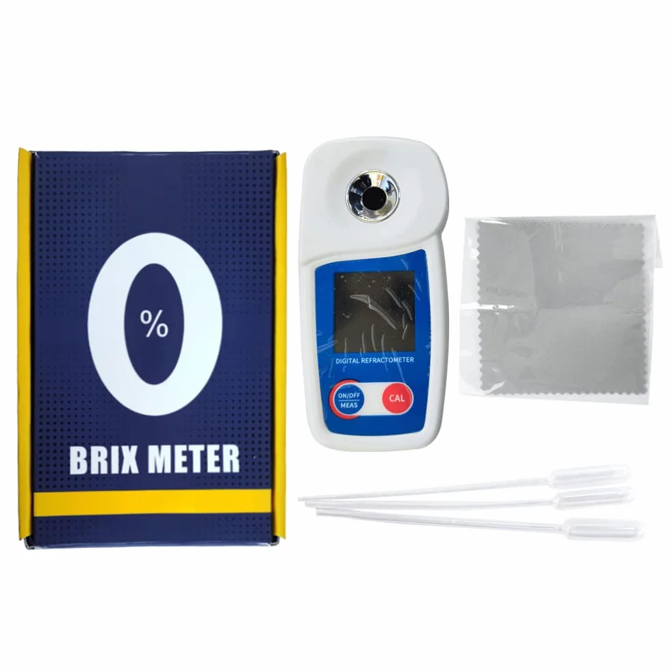 Refractómetro digital Brix, refractómetro Brix Flagfront, refractómetro, compensación automática de temperatura, rango de 0 – 55% ± 0,1% de precisión