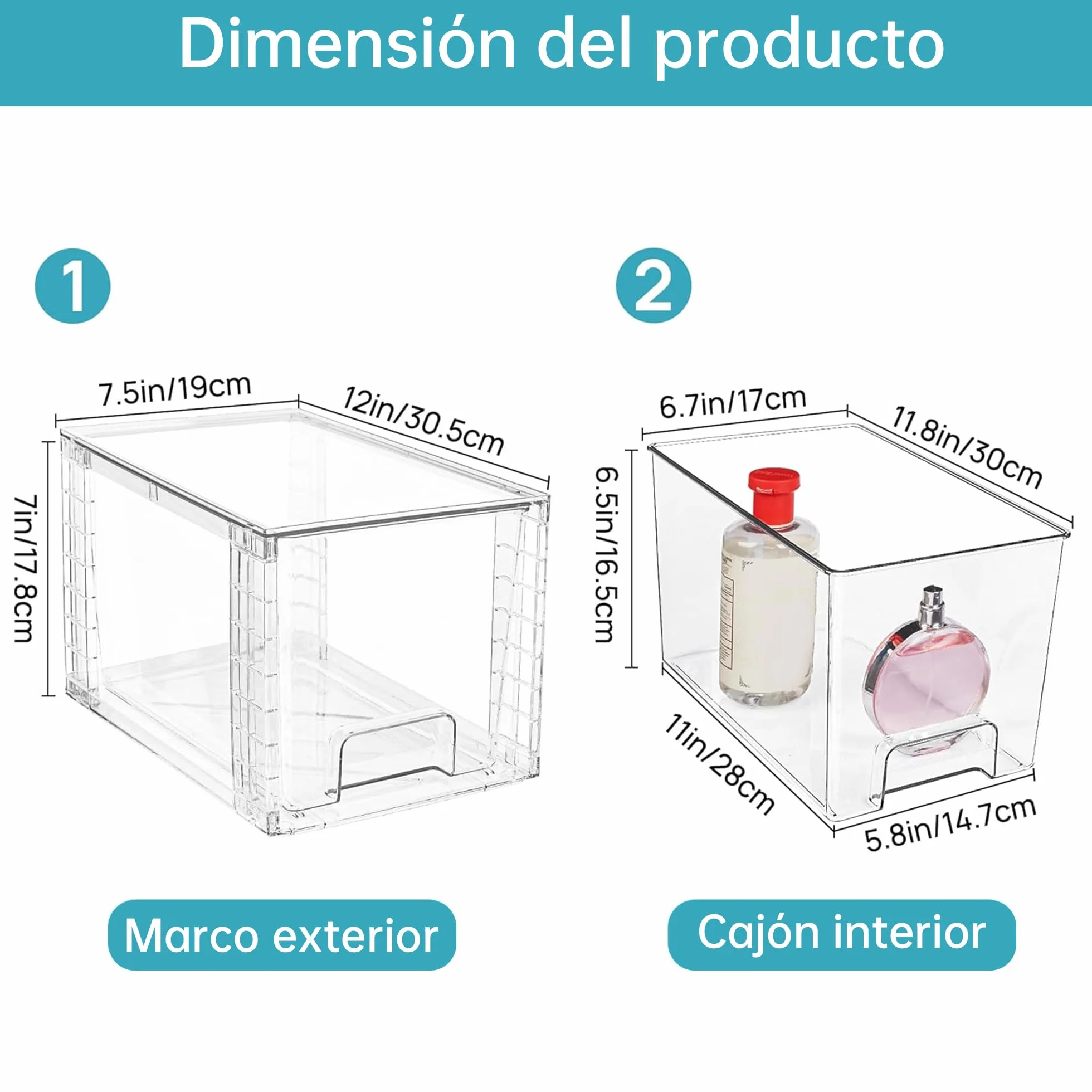 Vtopmart Paquete de 4 cajones apilables de almacenamiento de acrílico para armarios