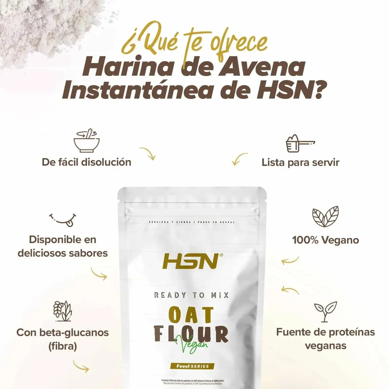 Harina de Avena Instantánea Sabor Vainilla 3kg Sin Azúcares Añadidos No-GMO Vegano