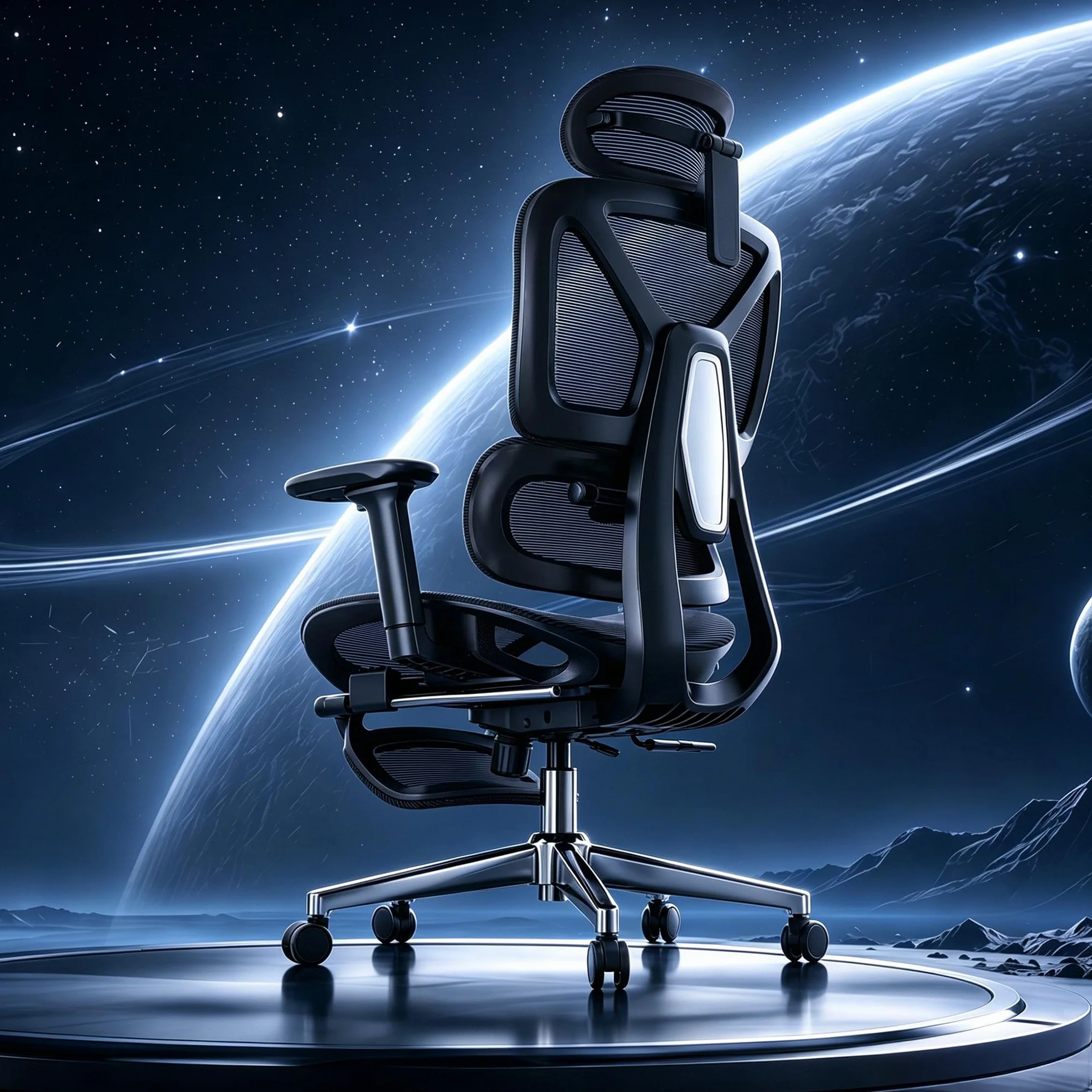 FLEXISPOT ErgoX Silla Escritorio con Reposapiés, Soporte Lumbar, Respaldo 5D, Reposabrazos 3D, Silla Gaming, Cojín Transpirable, Inclinación 135°, Silla Ergonomica Escritorio, Negro