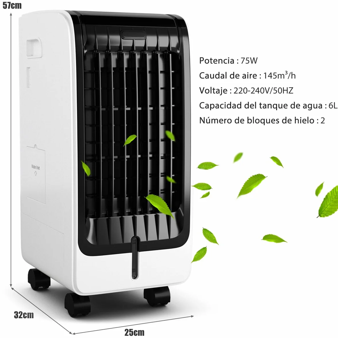 GOPLUS Aire Acondicionado Portátil 4 en 1 con Depósito de Agua 6L, Purificación Ventilador Humidificador Enfriador de Aire Móvil, Climatizador Evaporativo 3 Velocidad, Temporizador 8H, Control Remoto