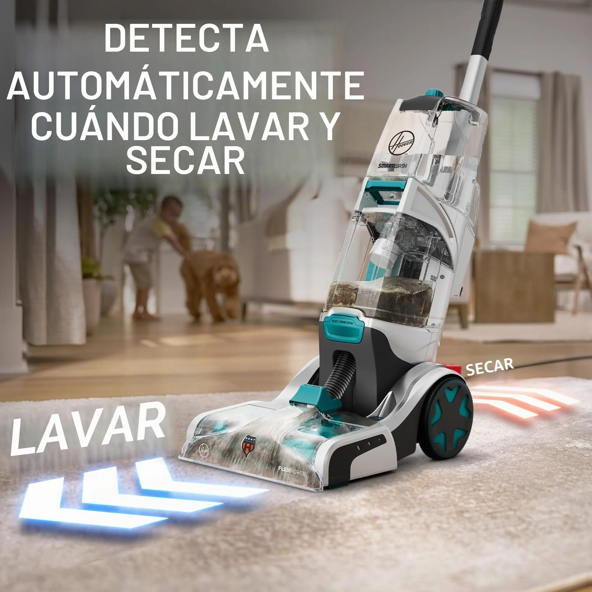 Hoover SmartWash+ - Máquina limpiadora automática de alfombras y tapicería, limpieza profunda de alfombras, combínala con solución limpiadora de alfombras Hoover para un hogar brillante y renovado
