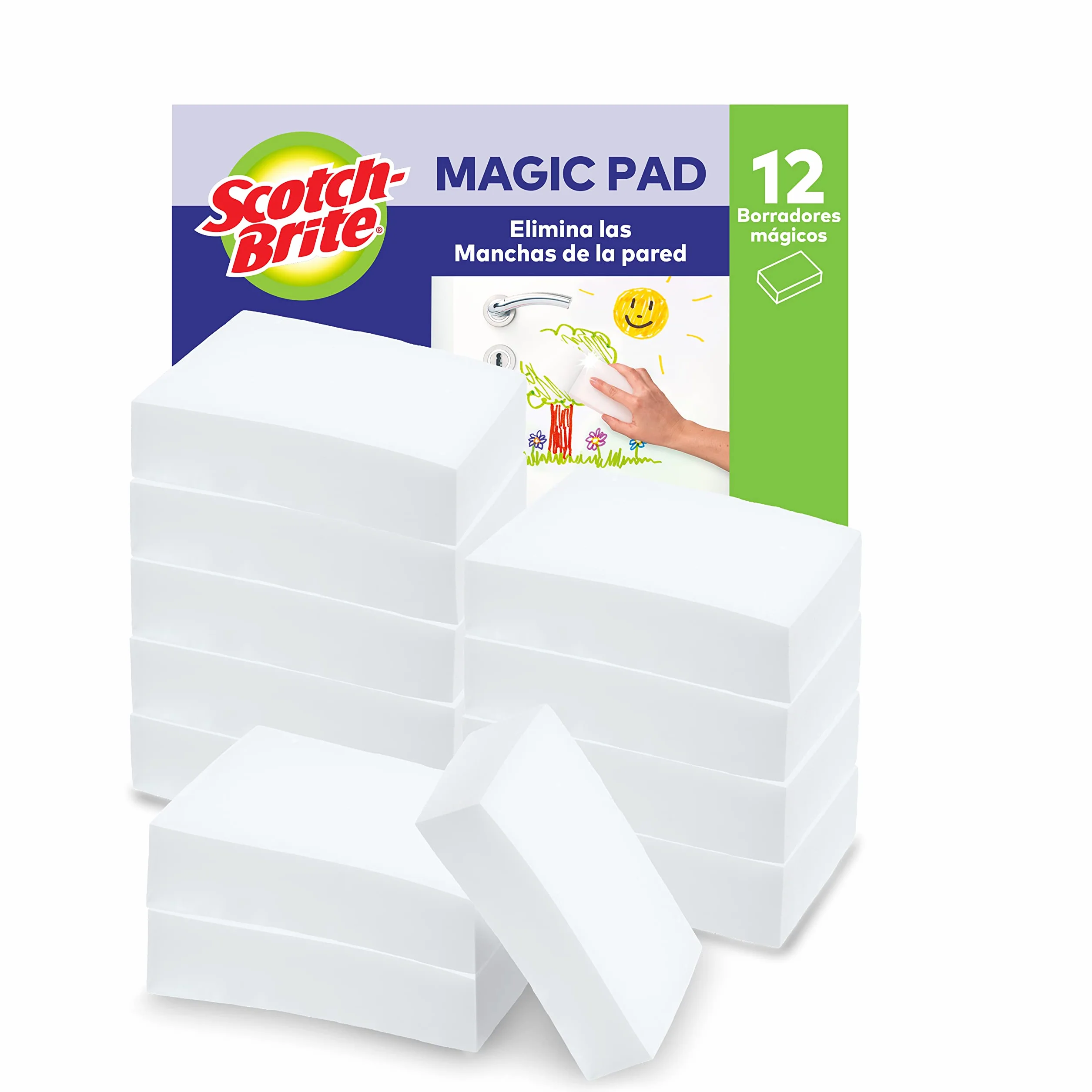 Scotch-Brite Esponja Mágica de Limpieza, Paquete de 12 Unidades, Borrador para Manchas