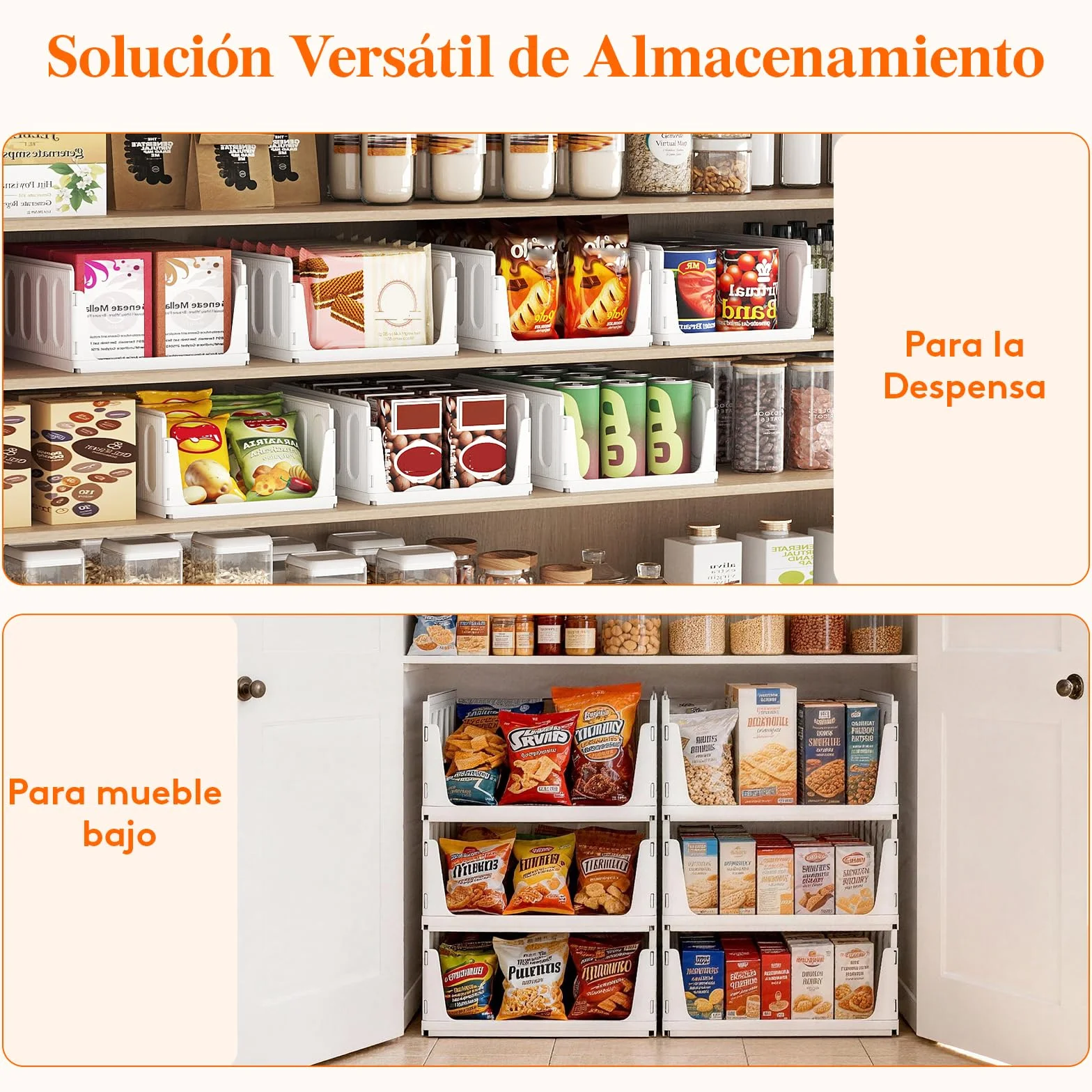 Lifewit Cajas de Almacenaje Extensibles Apilables 24L Blanco 5 Pack