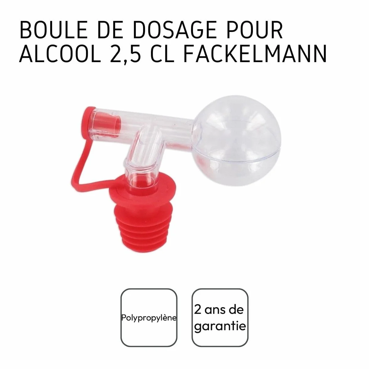 Fackelmann Dosificador de Alcohol con Boquilla, Tapón 2,5 cl, Plástico, Rojo, 9x7 cm