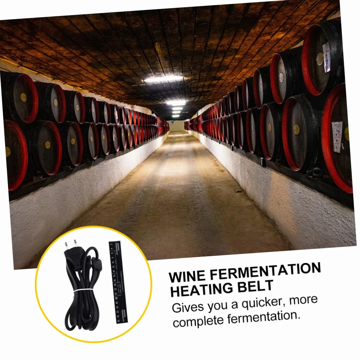 SOLUSTRE Cinturón Calefactor de Fermentación Eléctrica de Silicona Negro Enchufe EU, Resistente al Agua y Seguro para Fermentadores y Barriles en Elaboración Casera