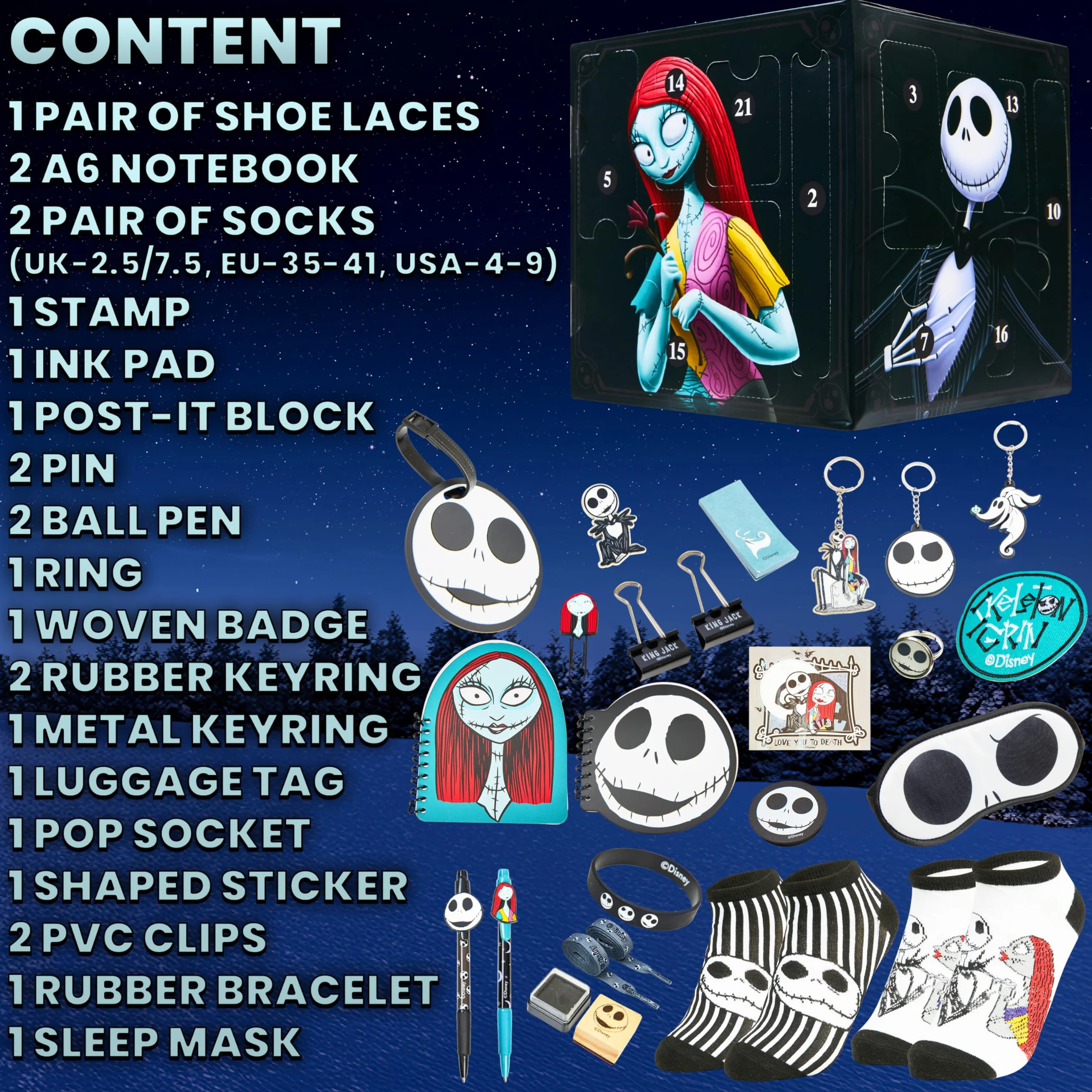 Disney The Nightmare Before Christmas Calendario Adviento 2025 Negro/Multi