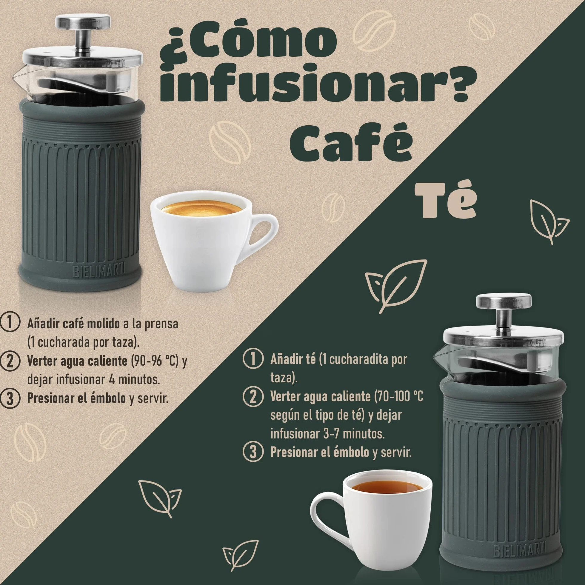 Cafetera de Prensa Francesa, 350 ml, Vidrio Borosilicato, Funda de Silicona Térmica,french press,cafetera de embolo (gris)