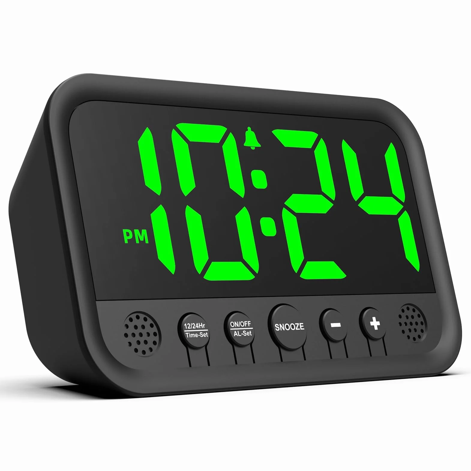 Despertador digital LED grande, alarma fuerte, enchufe eléctrico, volumen y brillo ajustables, repetición, 12/24 horas