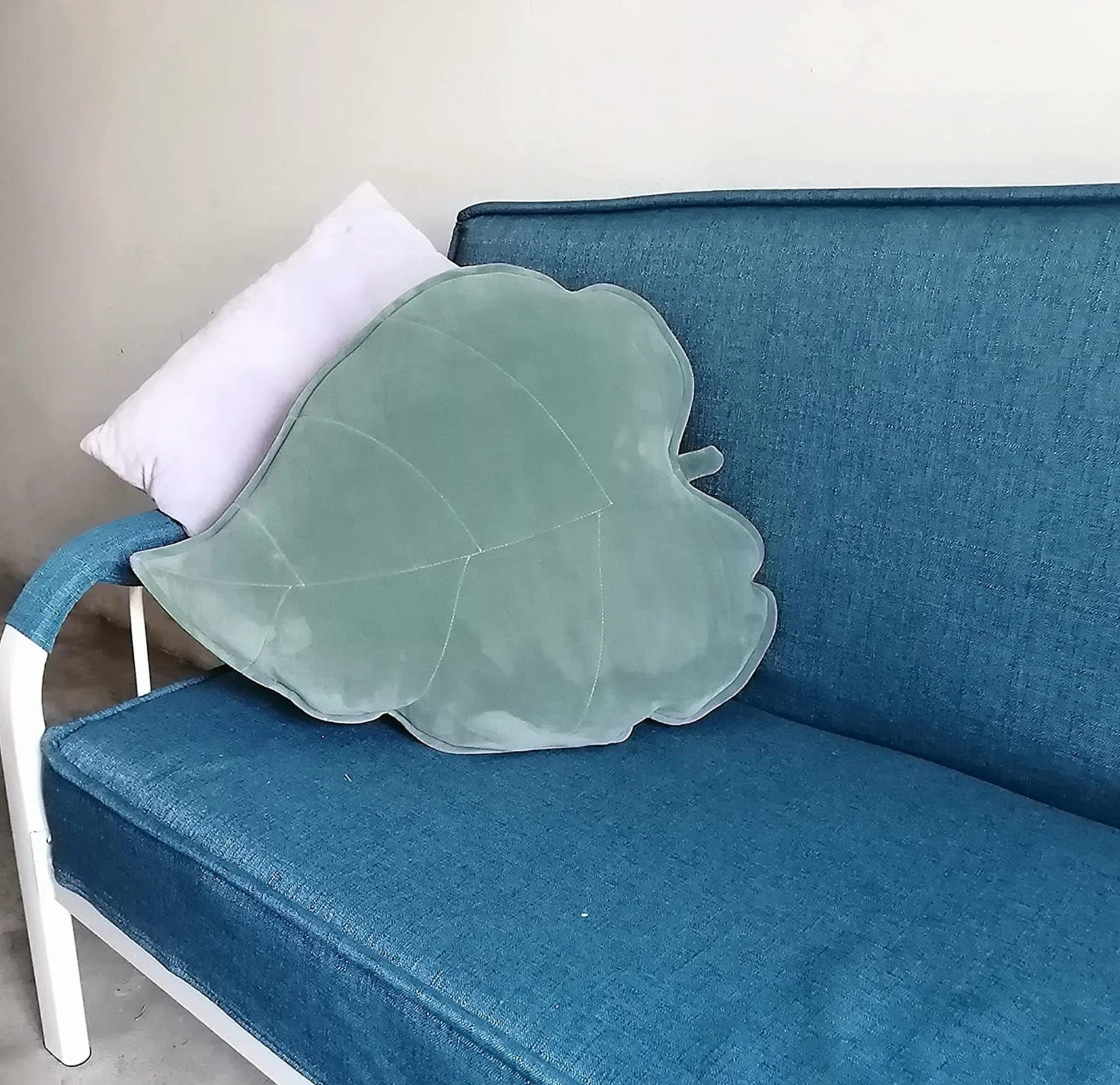 LANFIRE Almohada de Hojas Decorativa de Felpa para Piso y Coche 50cm Marrón