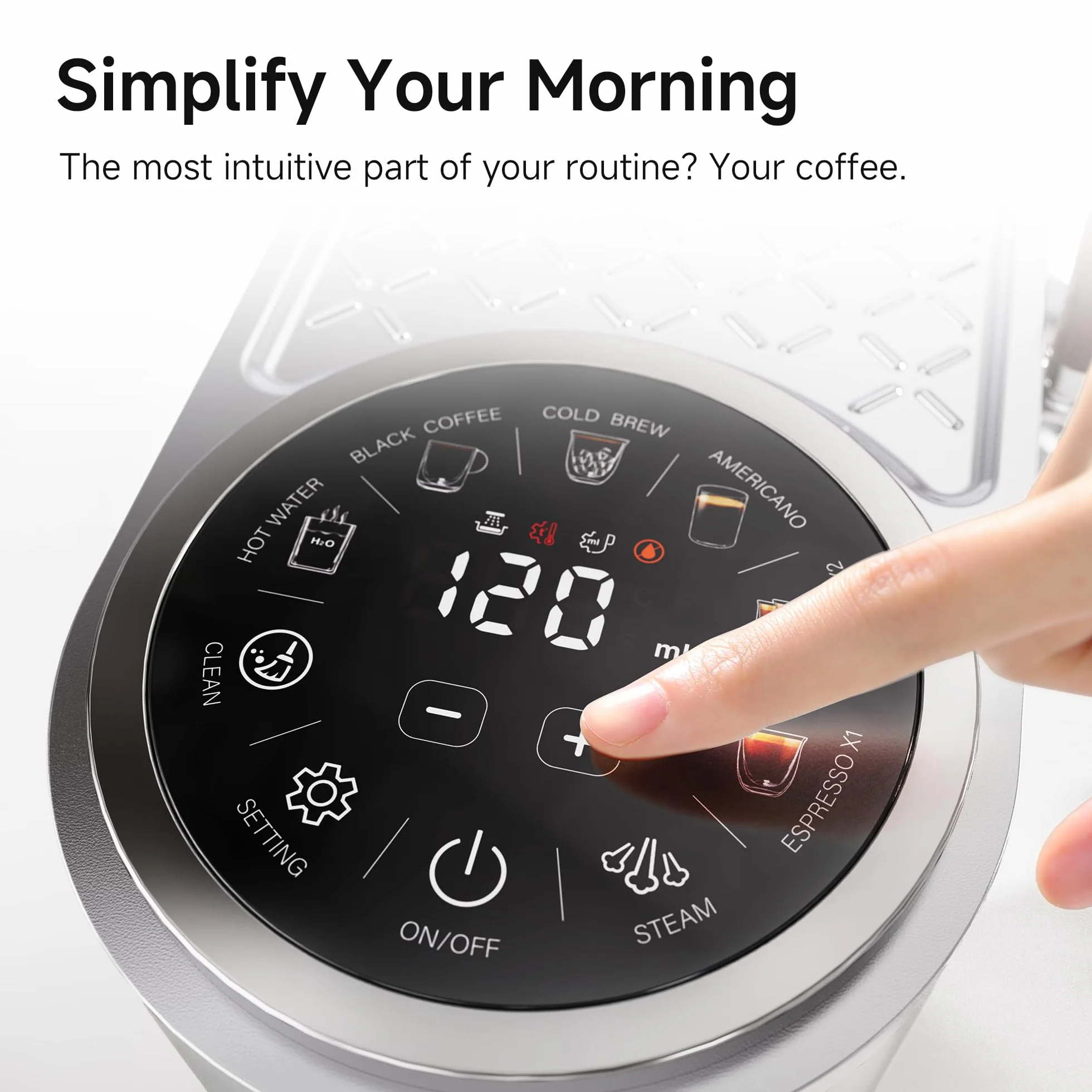 HIBREW H13 – Cafetera espresso con pantalla LED – 58 mm portafiltro de acero inoxidable – Cafetera espresso compacta con Steam Milk Forther y pulverización separada de agua caliente