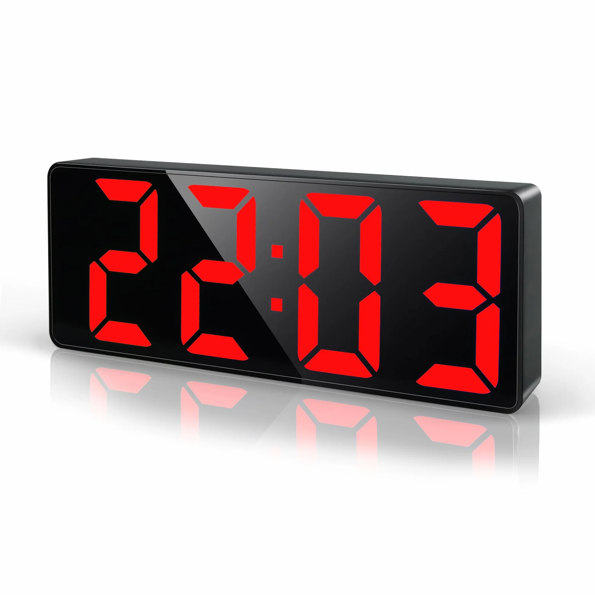 Lafocuse Reloj Despertador Digital, 6.7" LED Despertador Números Grande por USB/Batería con Temperatura, Fecha, Snooze, Brillo Ajustable, 12/24 Horas, Reloj Mesita de Noche Sobremesa, Rojo