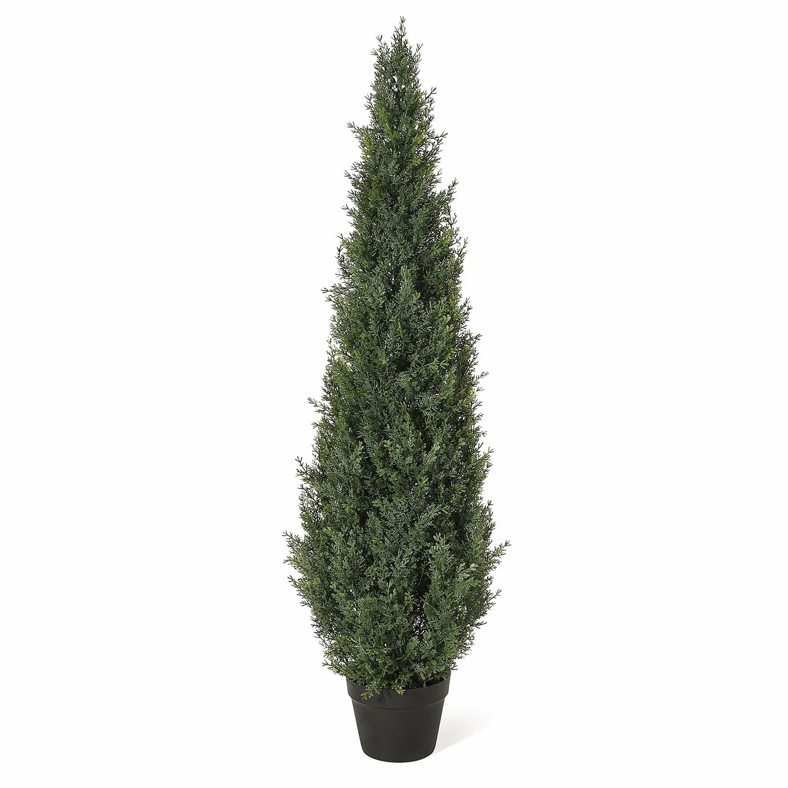GarveeHome Árbol Artificial De Ciprés 120cm Realista y Siempre Verde - Topiario Decorativo Resistente UV Para Interior y Exterior - Planta Falsa Con Maceta Sin Mantenimiento Para Jardín Terraza - 1pcs