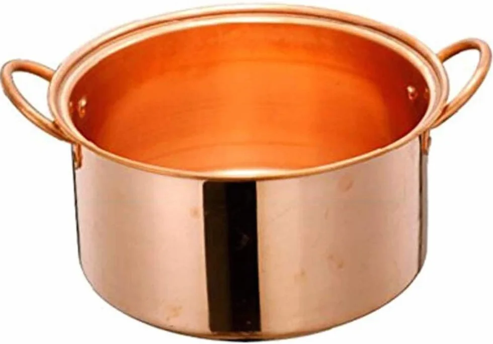 Olla de Sopa y Estofado de Cobre Hecha a Mano - Cazuela Profunda Para Estufa de Gas - 26cm